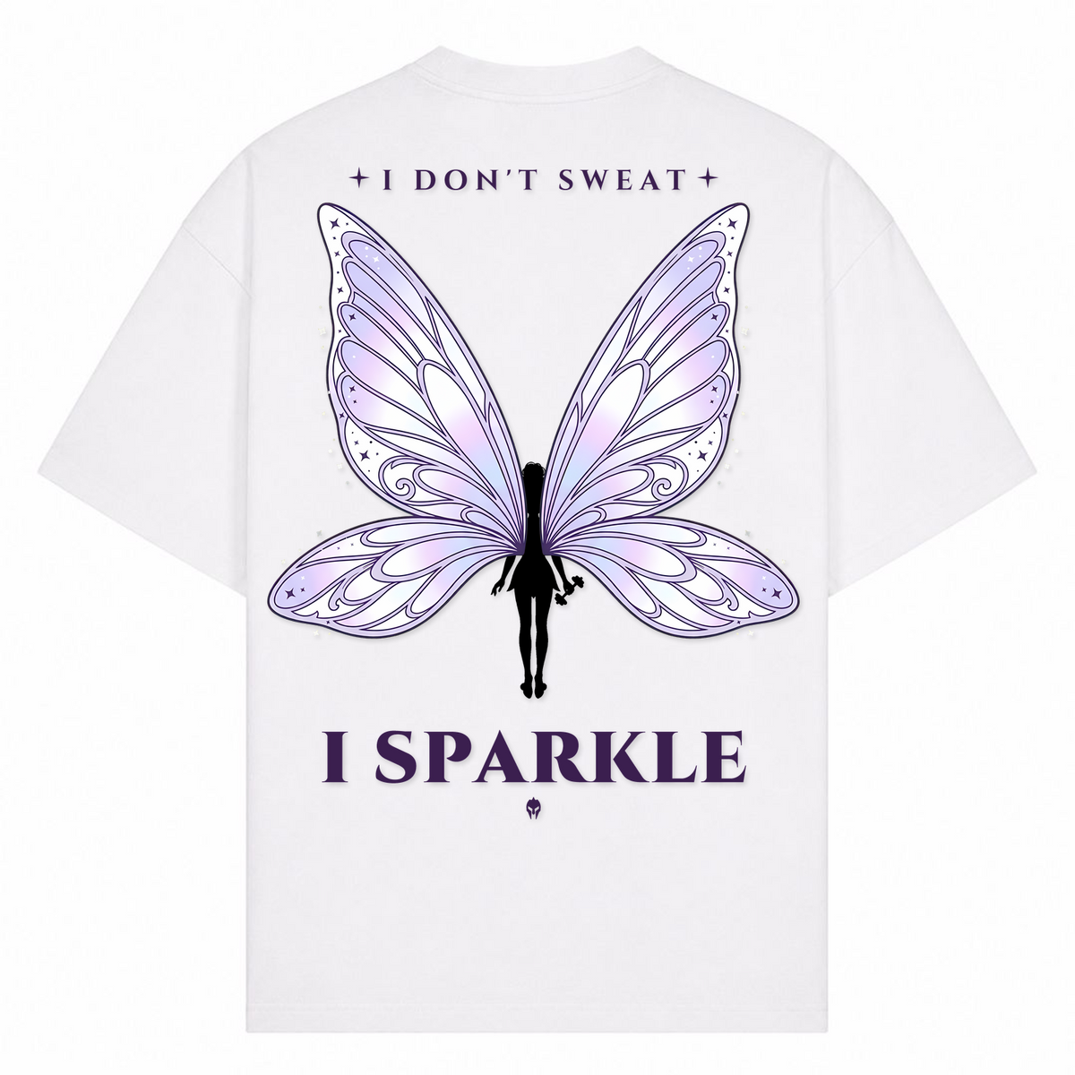 I Don't Sweat, I Sparkle – Oversized Tee in Weiß, Rückansicht | Heavy Mind
