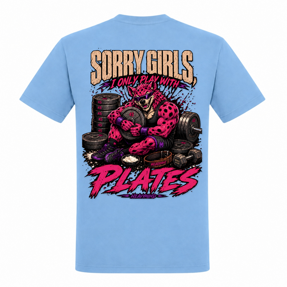 Sorry Girls, I Only Play With Plates – Heavy Shirt in Sky Blue, Rückansicht | Heavy Mind