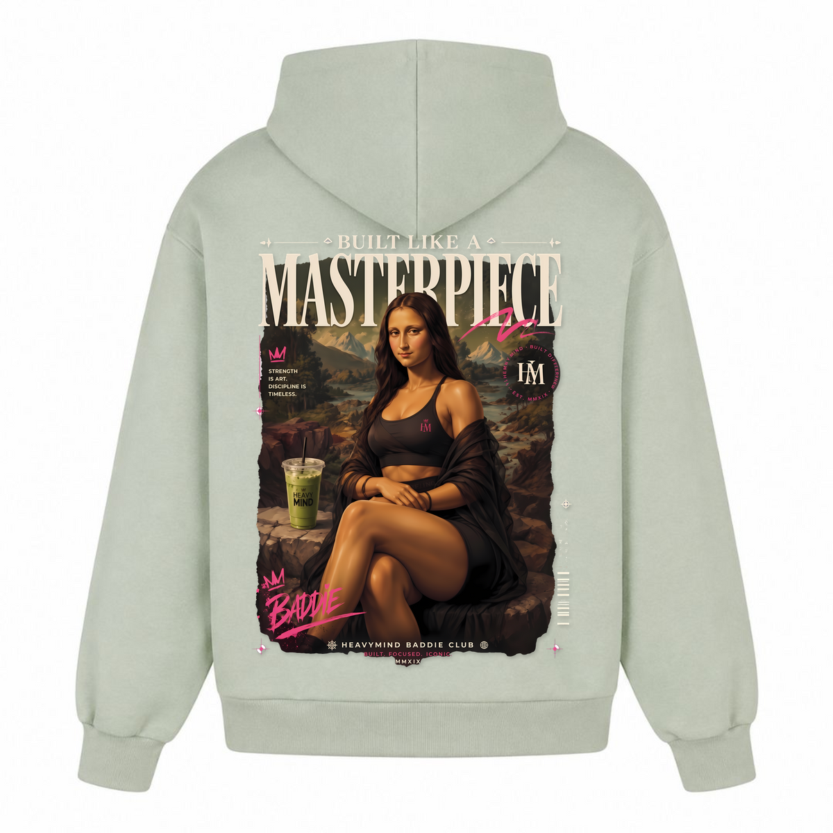 Built Like a Masterpiece – Heavy Oversized Hoodie in Light Asphalt, Rückansicht | Heavy Mind
