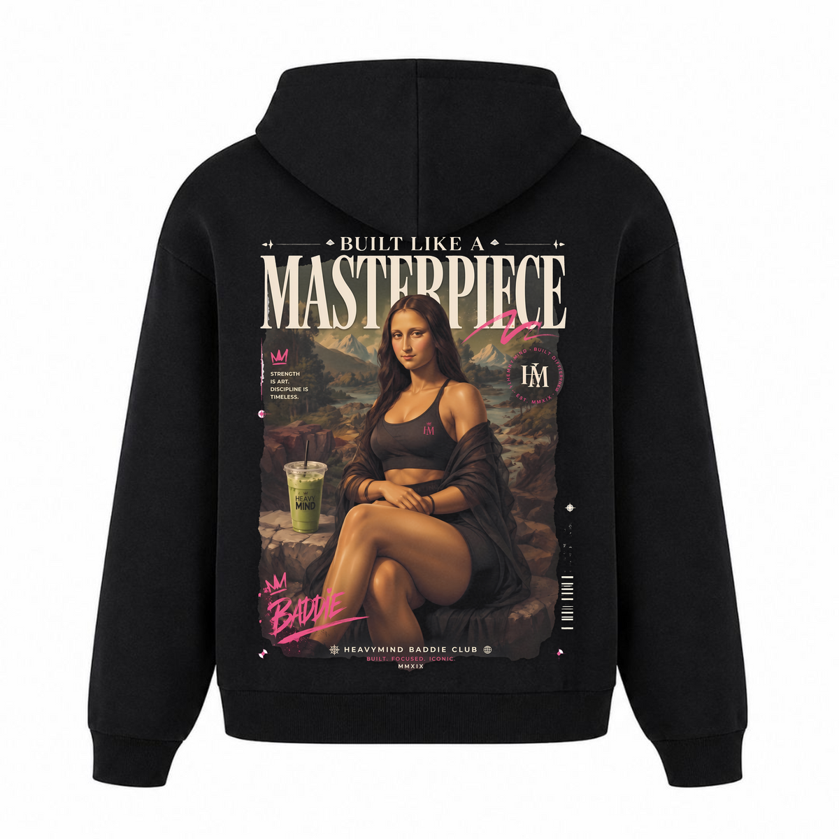 Built Like a Masterpiece – Heavy Oversized Hoodie in Schwarz, Rückansicht | Heavy Mind