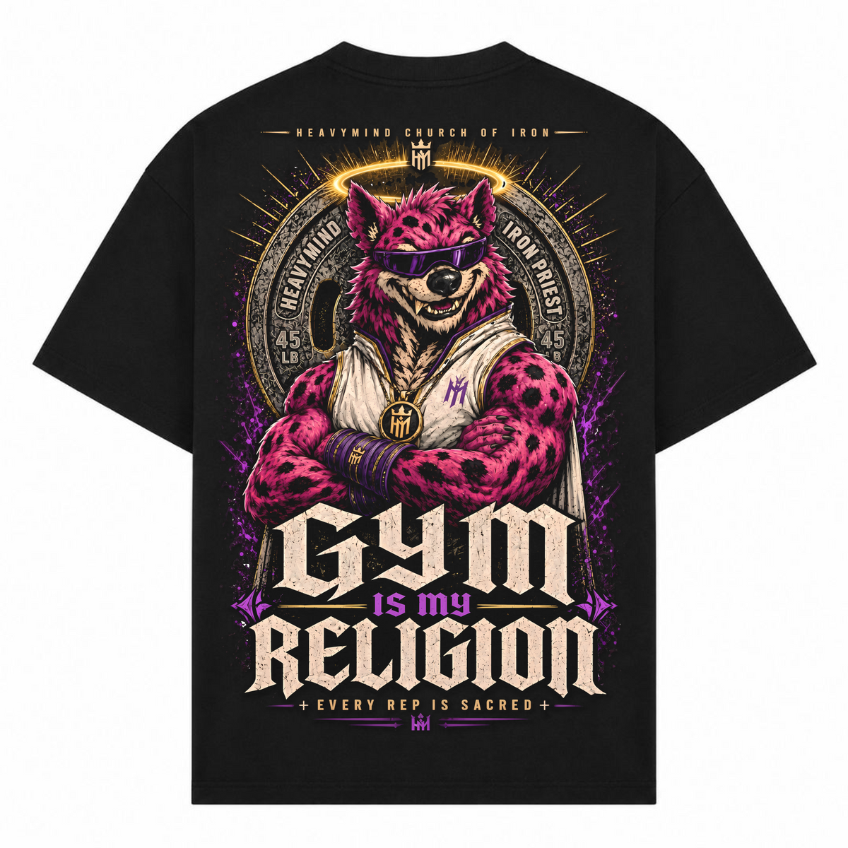Gym Is My Religion – Oversized Tee in Schwarz, Rückansicht | Heavy Mind