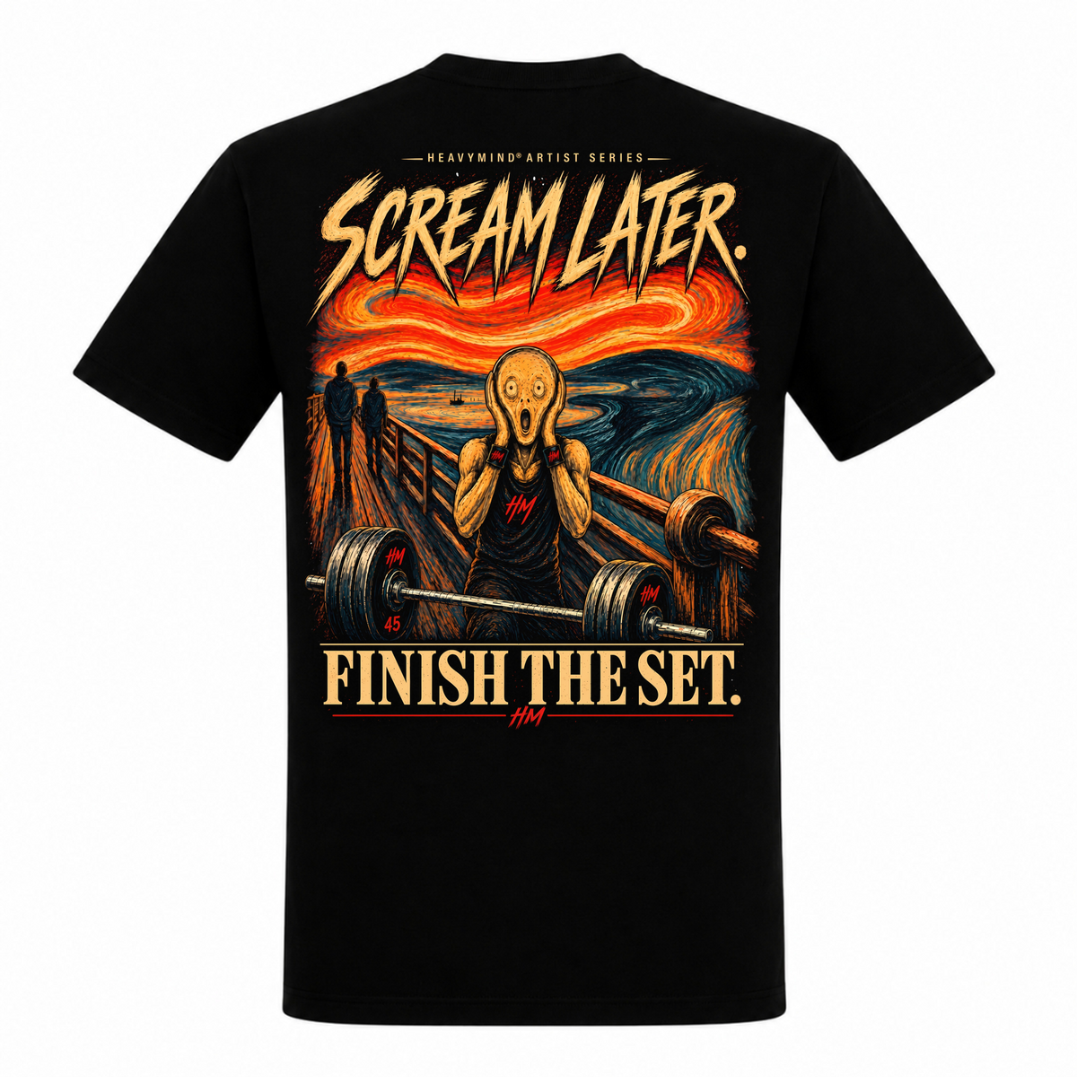 Scream Later, Finish the Set – Heavy Shirt in Schwarz, Rückansicht | Heavy Mind