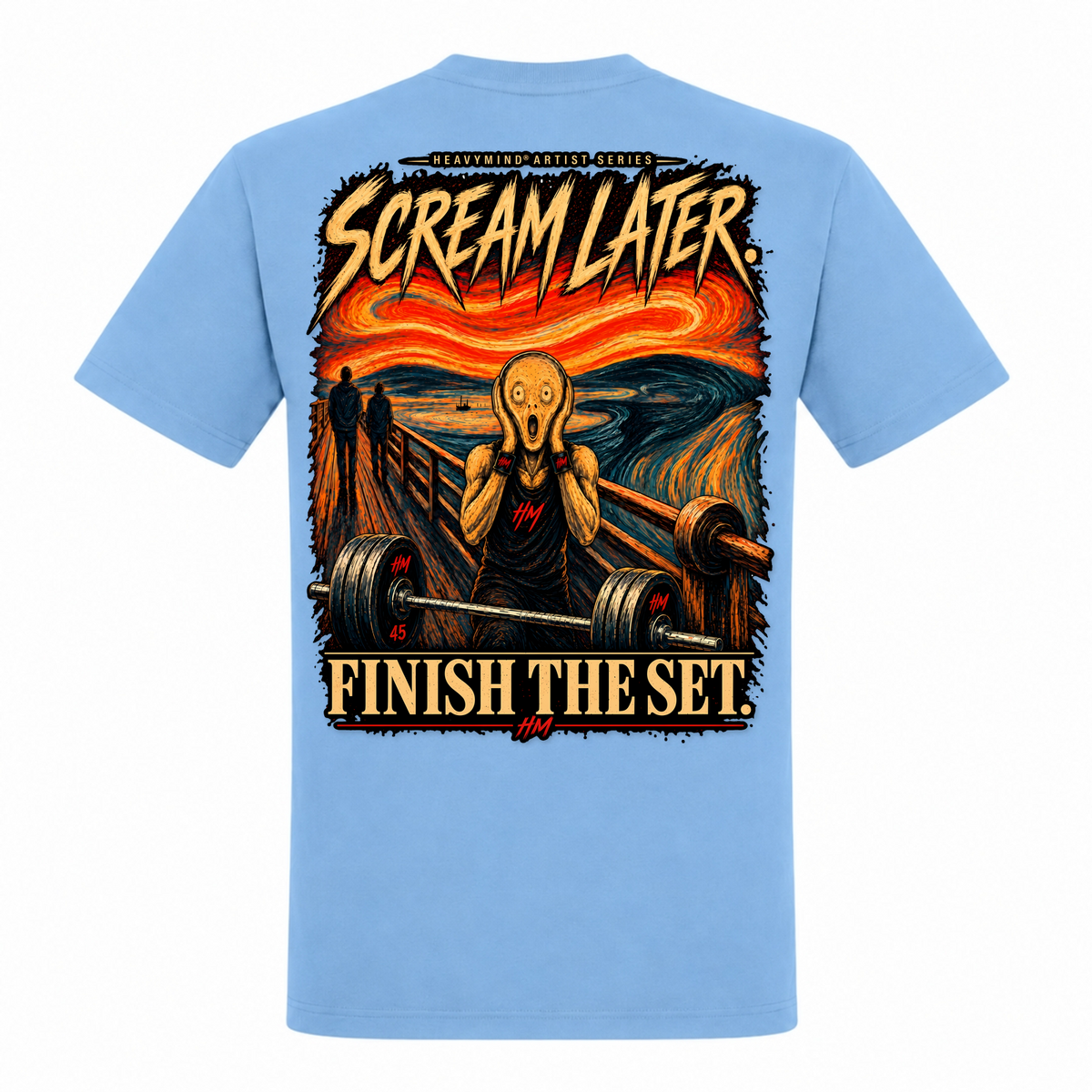 Scream Later, Finish the Set – Heavy Shirt in Sky Blue, Rückansicht | Heavy Mind