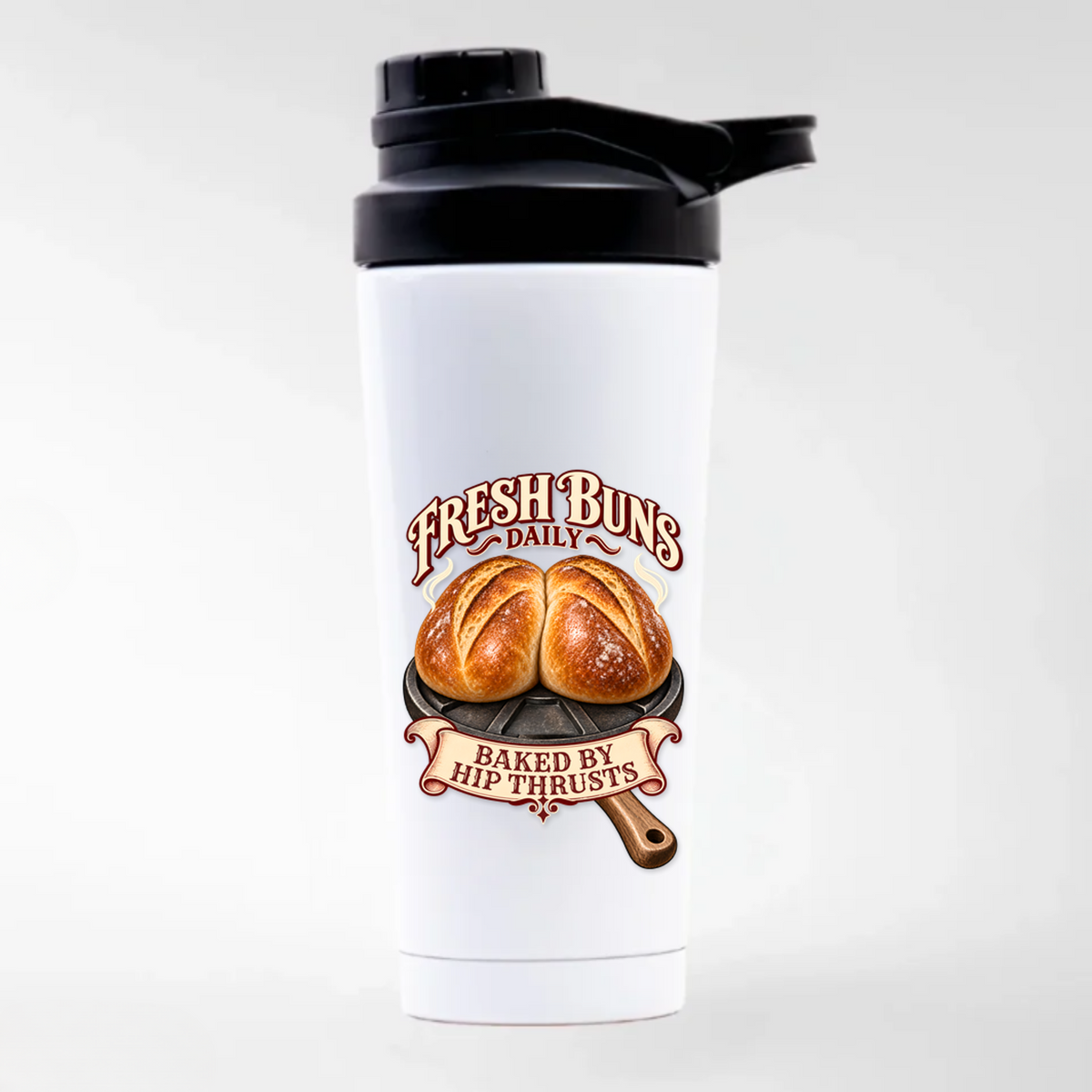 Fresh Buns Daily – Edelstahl-Shaker in Weiß | Heavy Mind