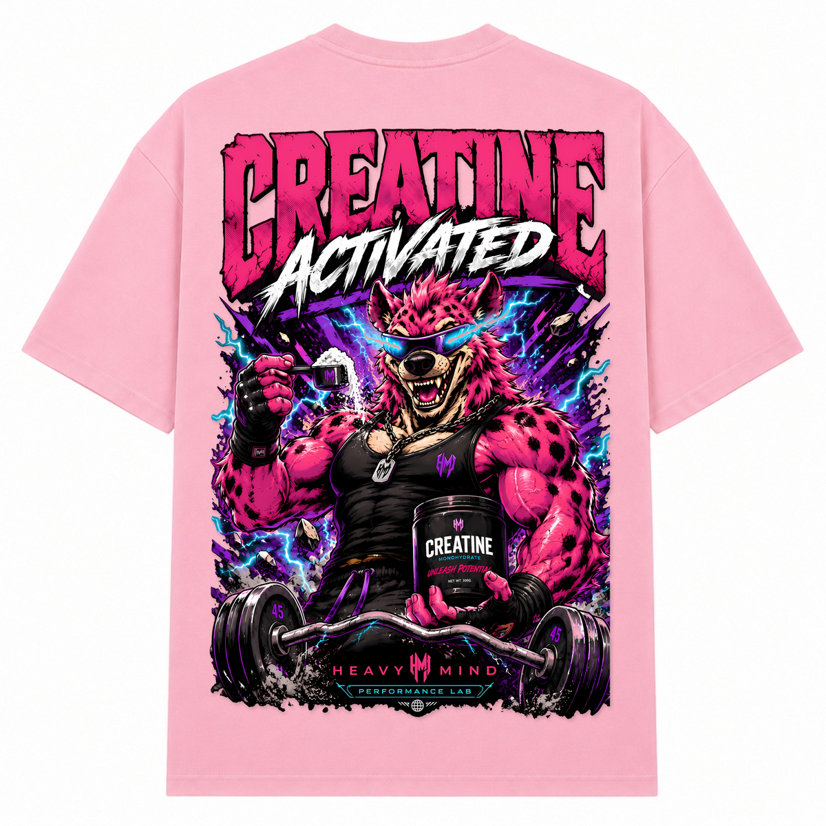 Creatine Activated – Oversized Tee in Soft Pink, Rückansicht | Heavy Mind