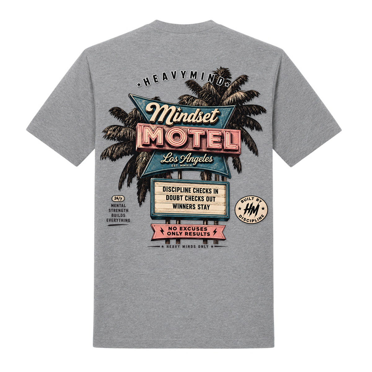 Mindset Motel – Heavy Shirt in Grey Melange, Rückansicht | Heavy Mind