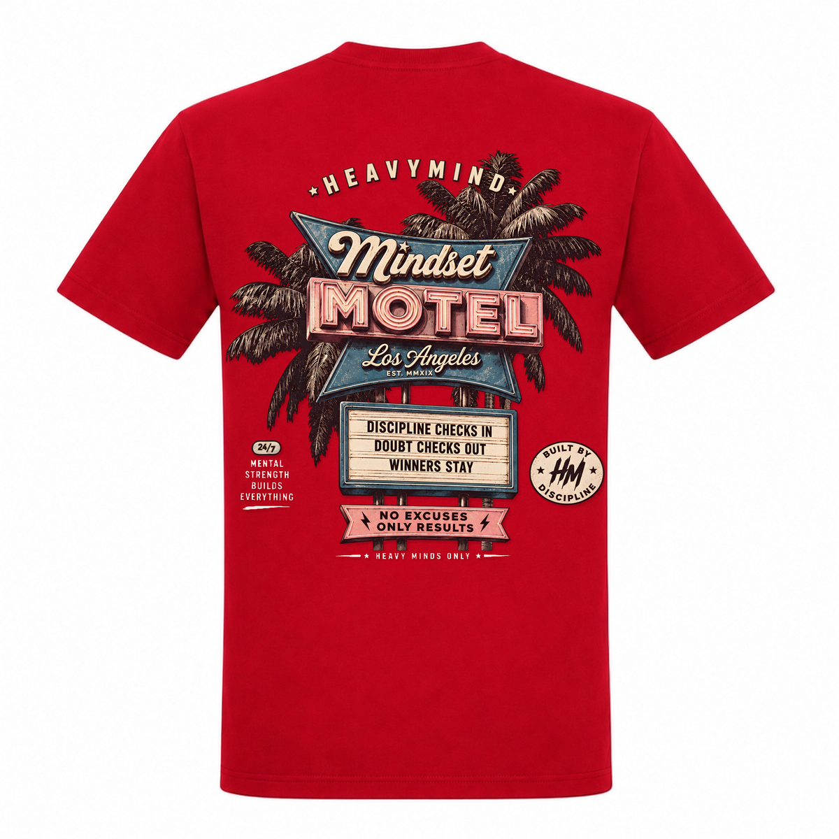 Mindset Motel – Heavy Shirt in Rot, Rückansicht | Heavy Mind