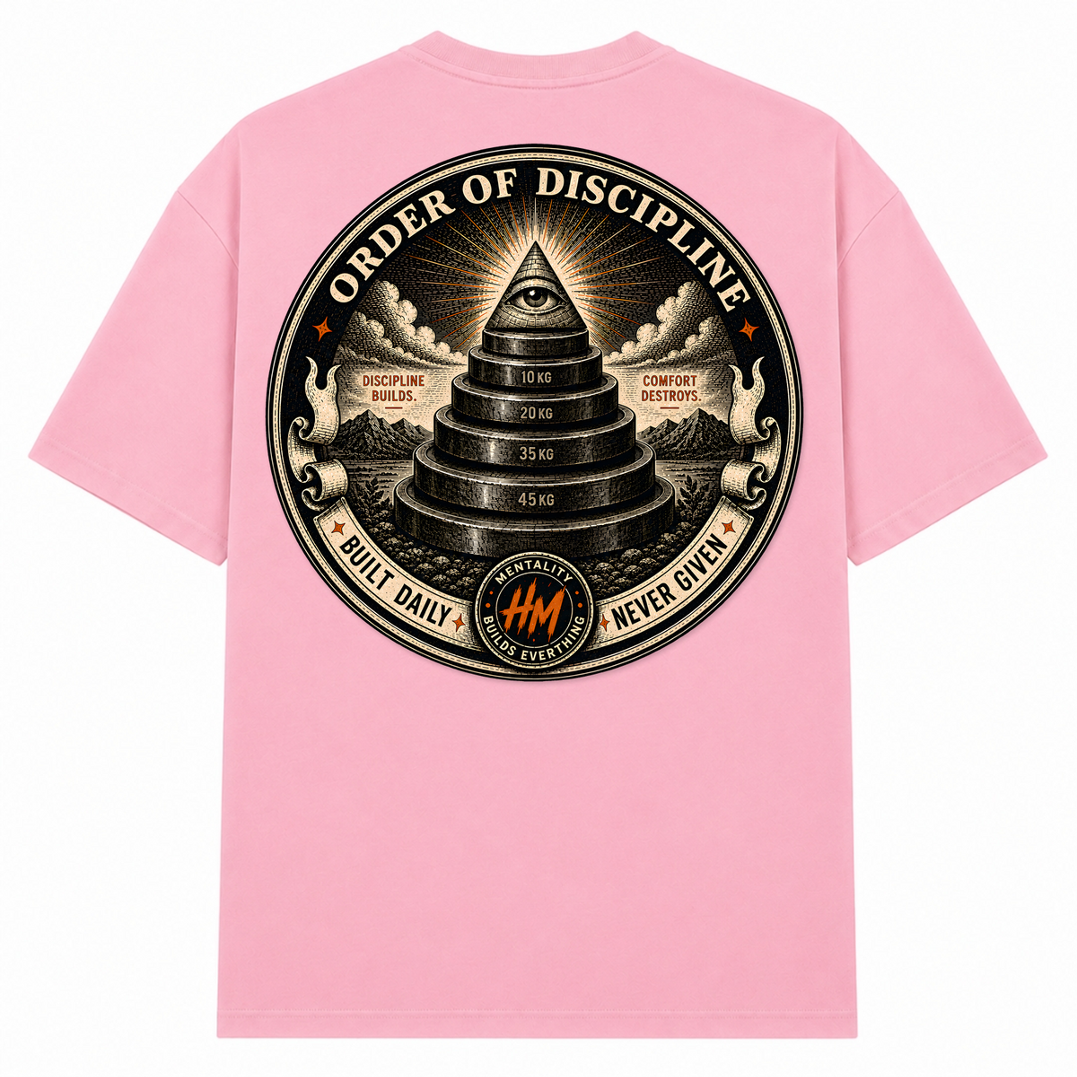 Order of Discipline – Oversized Tee in Soft Pink, Rückansicht | Heavy Mind
