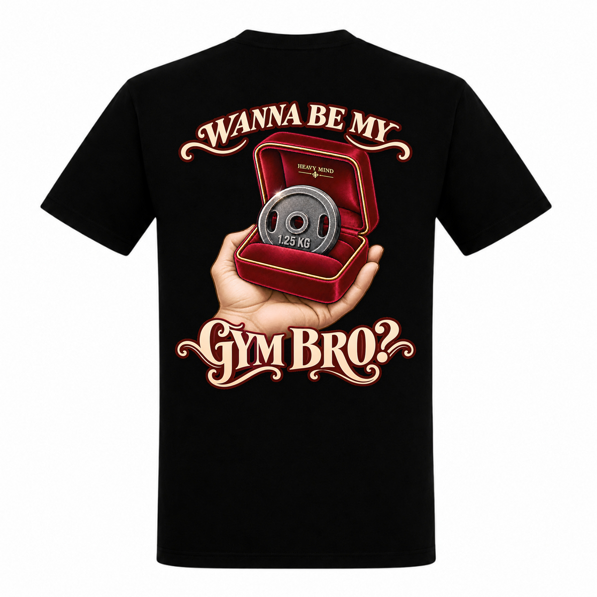 Wanna Be My Gym Bro? – Heavy Shirt in Schwarz, Rückansicht | Heavy Mind