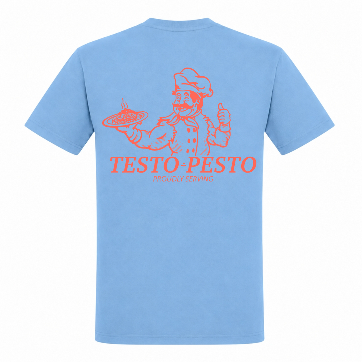 Testo Pesto – Heavy Shirt in Sky Blue, Rückansicht | Heavy Mind