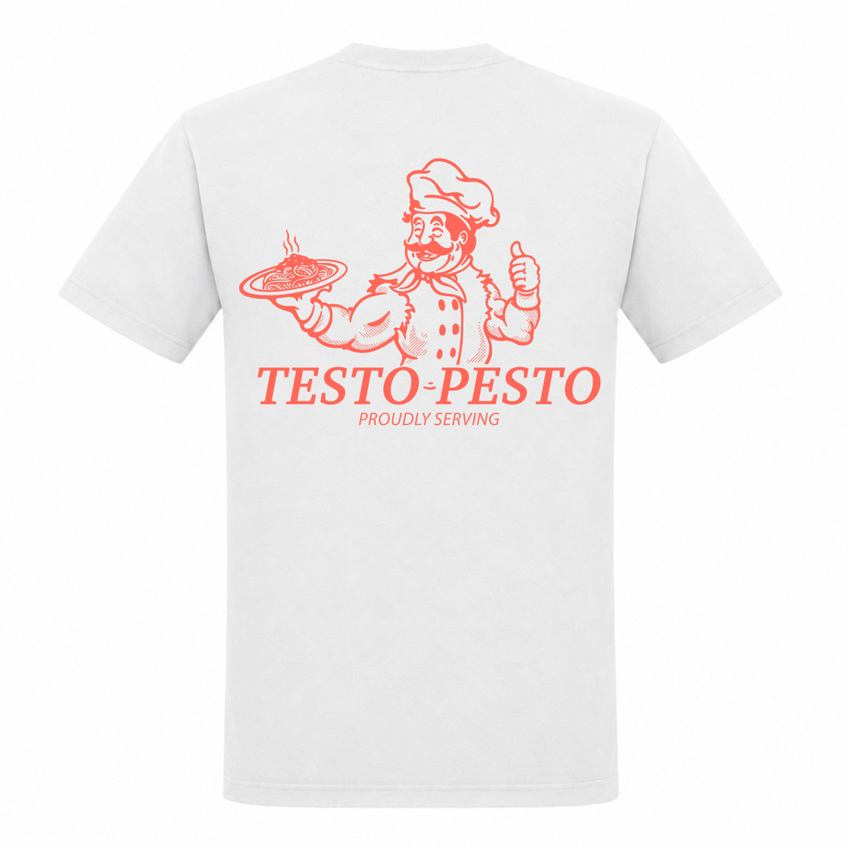 Testo Pesto – Heavy Shirt in Weiß, Rückansicht | Heavy Mind