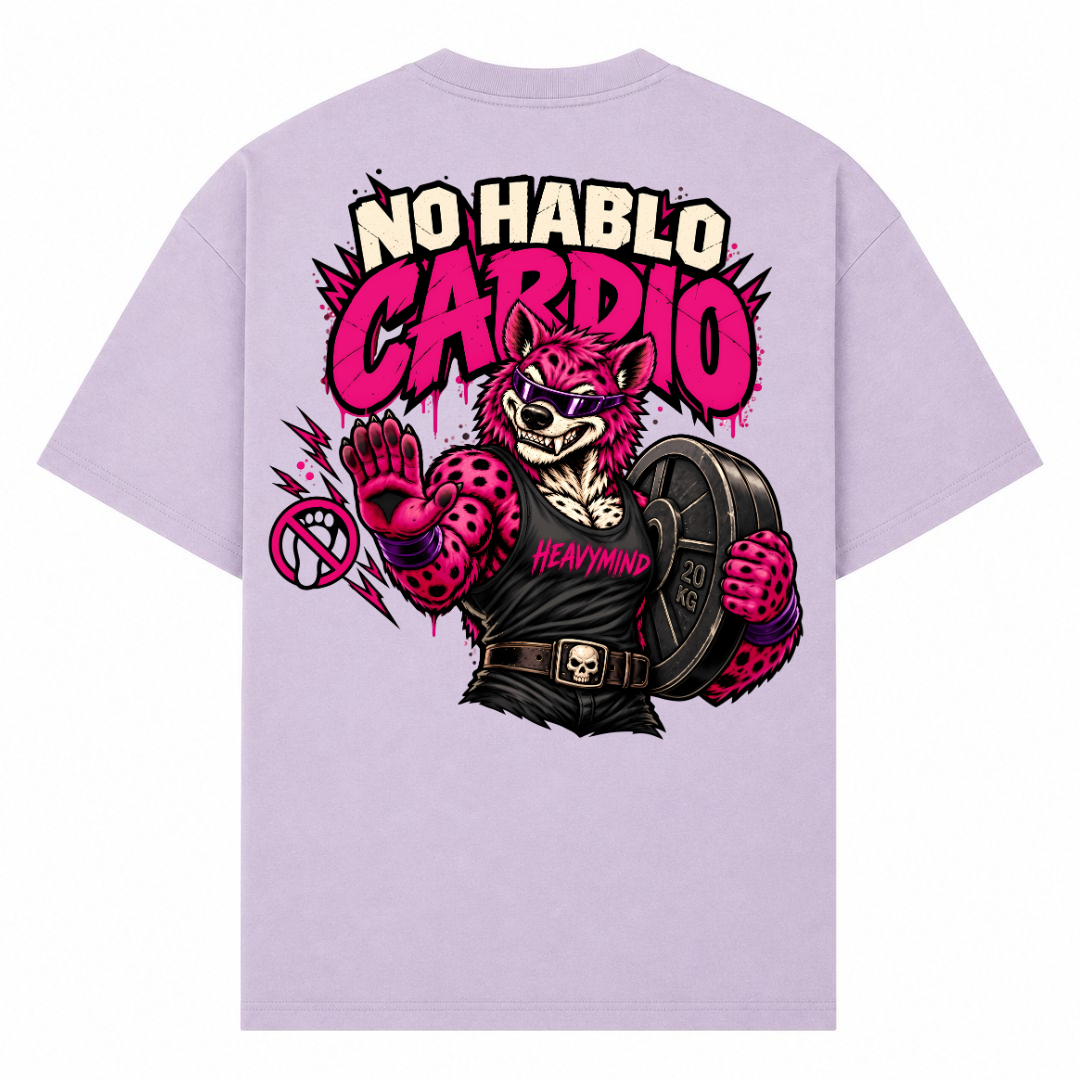 No Hablo Cardio – Oversized Tee in Lilac, Rückansicht | Heavy Mind