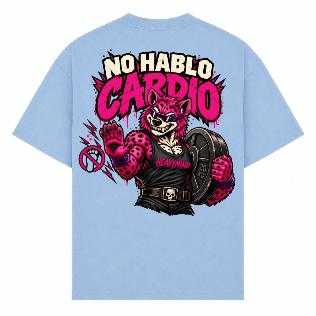 No Hablo Cardio – Oversized Tee in Powder Blue, Rückansicht | Heavy Mind