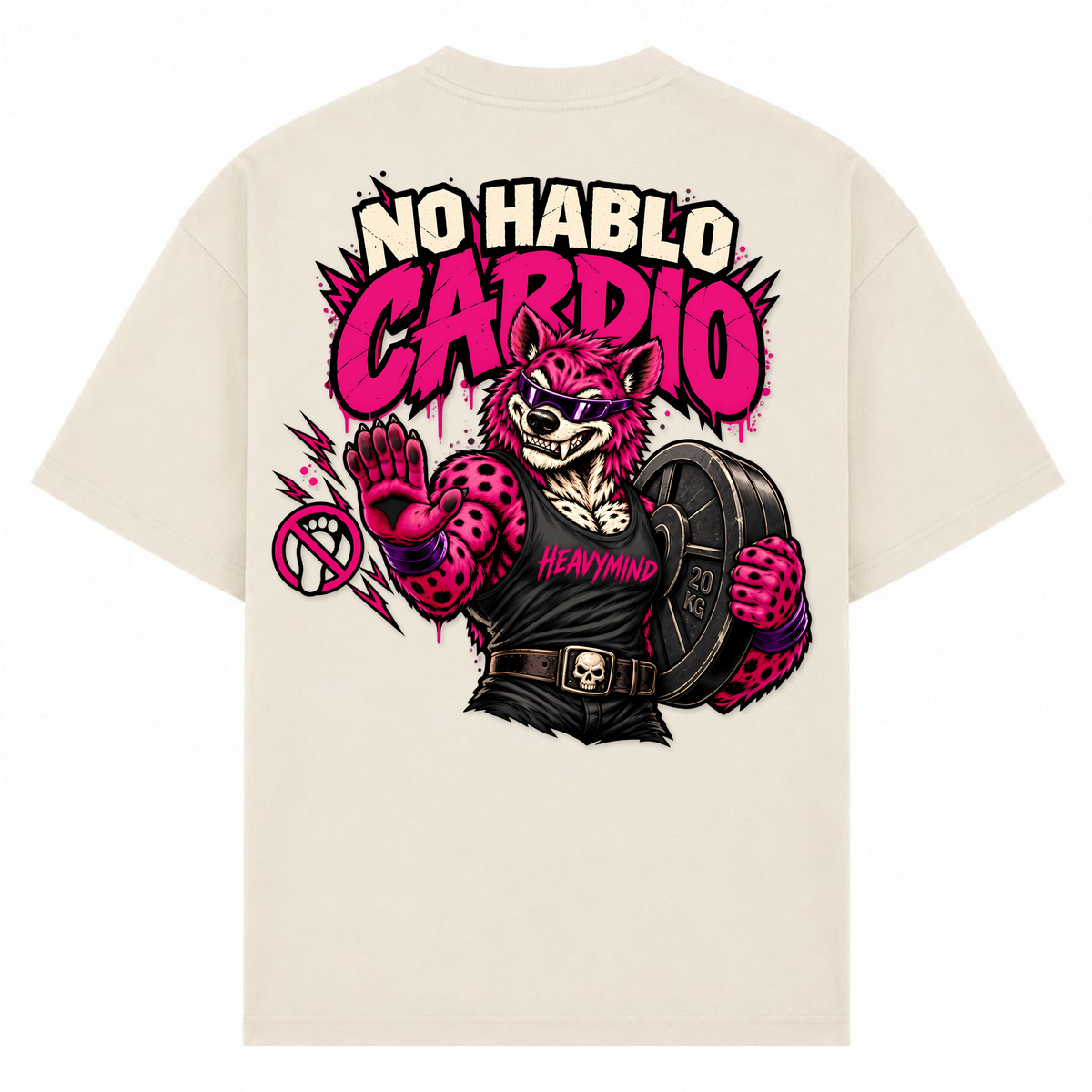 No Hablo Cardio – Oversized Tee in Sand, Rückansicht | Heavy Mind