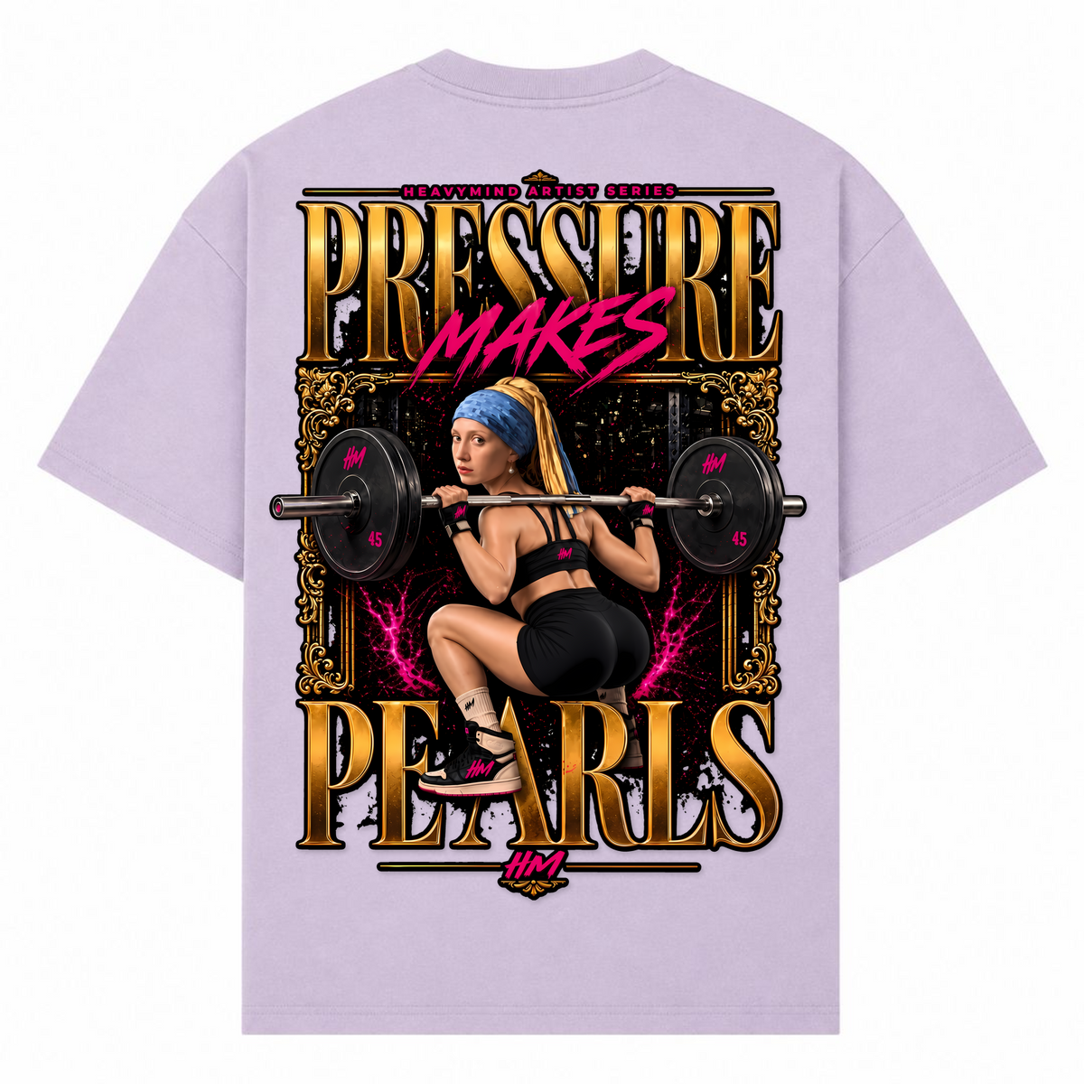 Pressure Makes Pearls – Oversized Tee in Lilac, Rückansicht | Heavy Mind