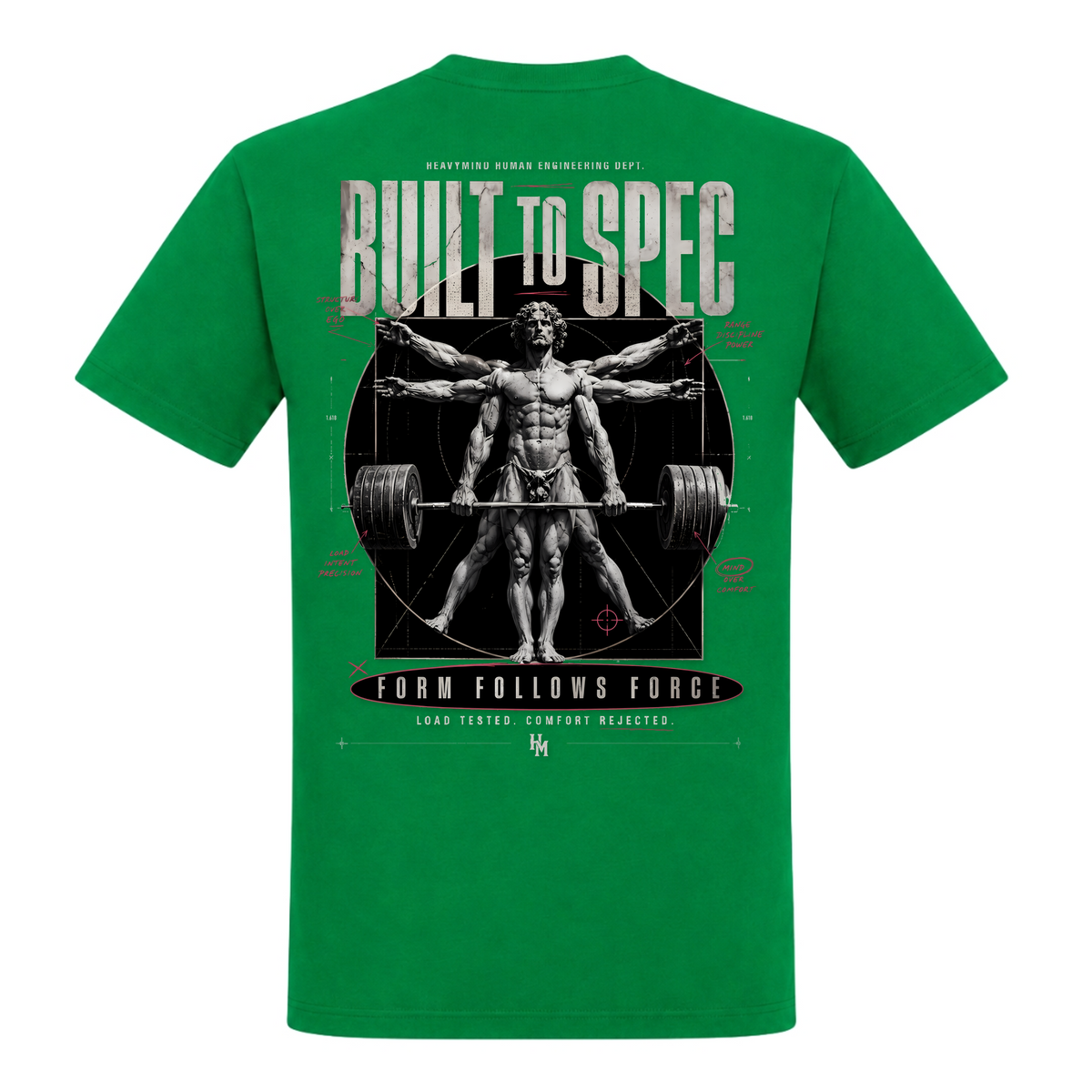Built to Spec – Form Follows Force – Heavy Shirt in Kelly Green, Rückansicht | Heavy Mind