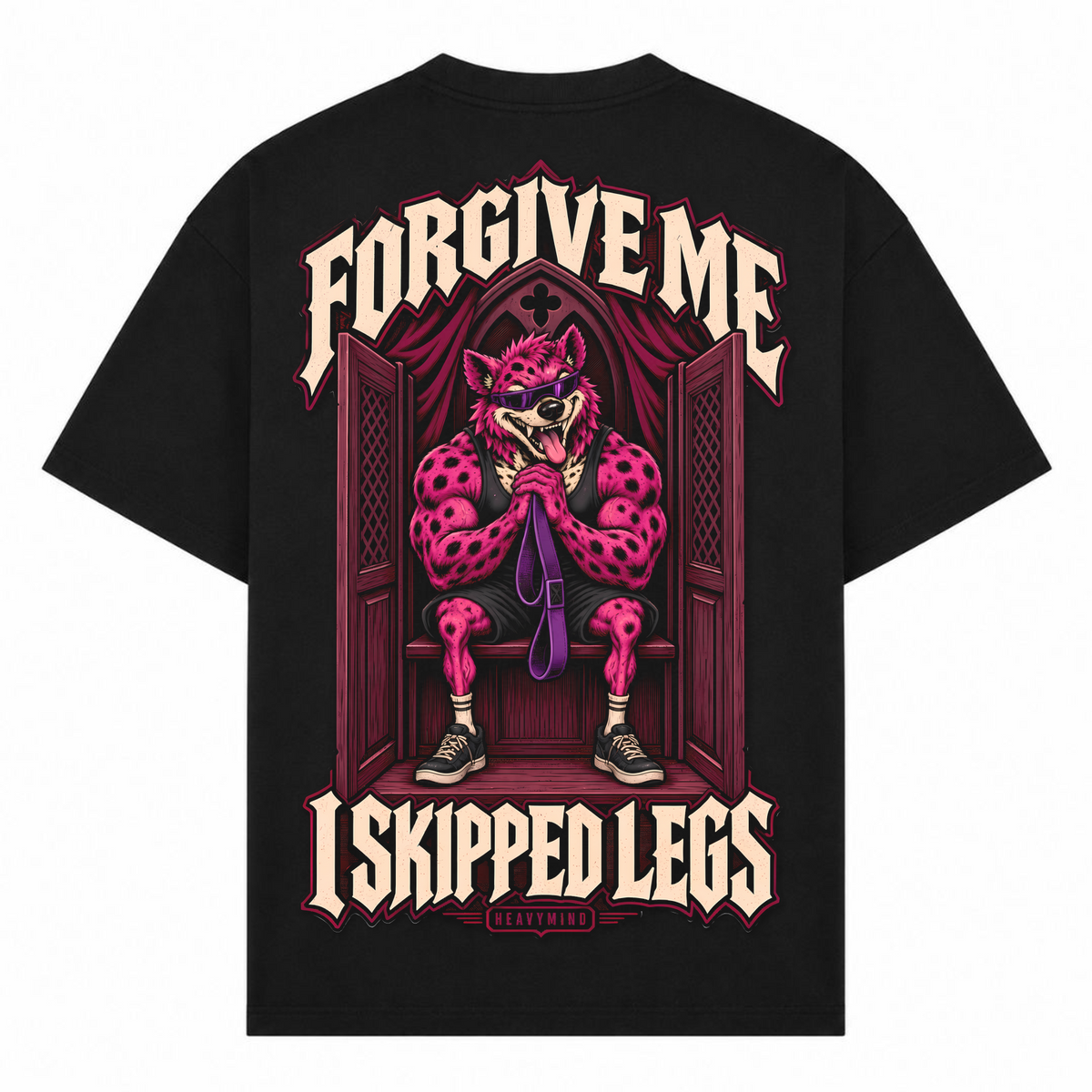 Forgive Me, I Skipped Legs – Oversized Tee in Schwarz, Rückansicht | Heavy Mind