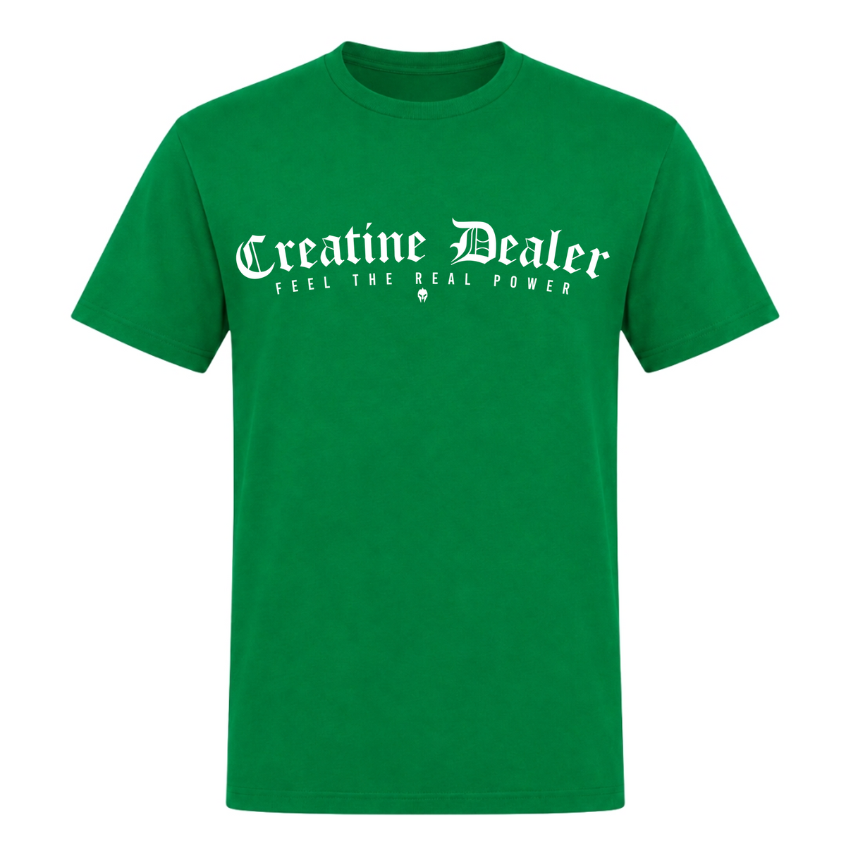 Creatine Dealer – Heavy Shirt in Kelly Green, Vorderansicht | Heavy Mind