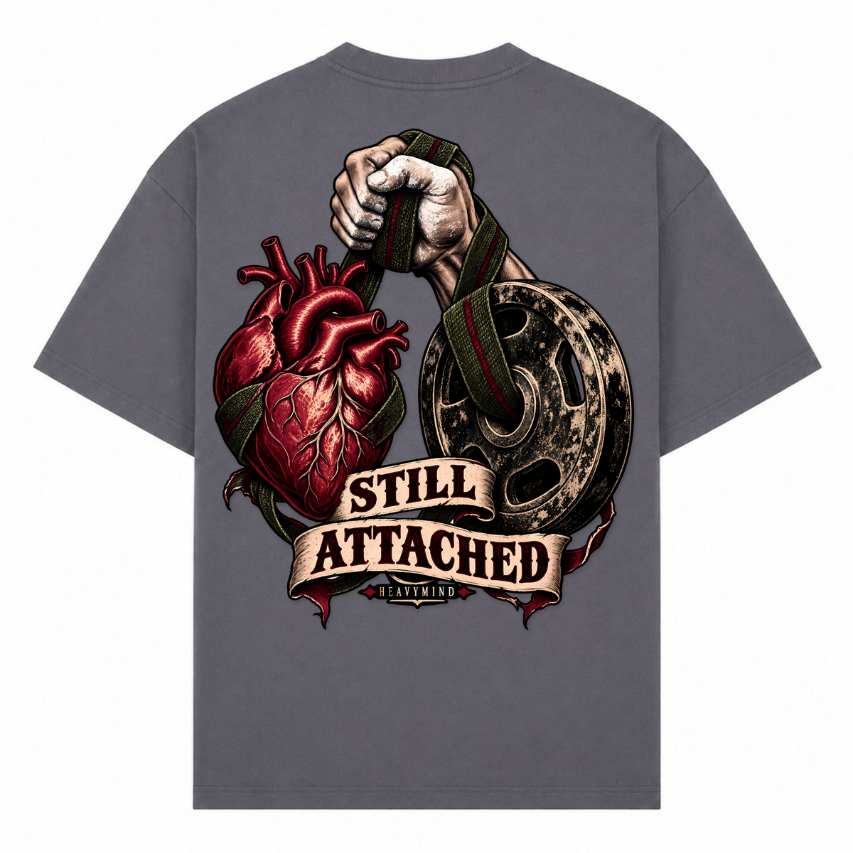 Still Attached – Oversized Tee in Dark Grey, Rückansicht | Heavy Mind
