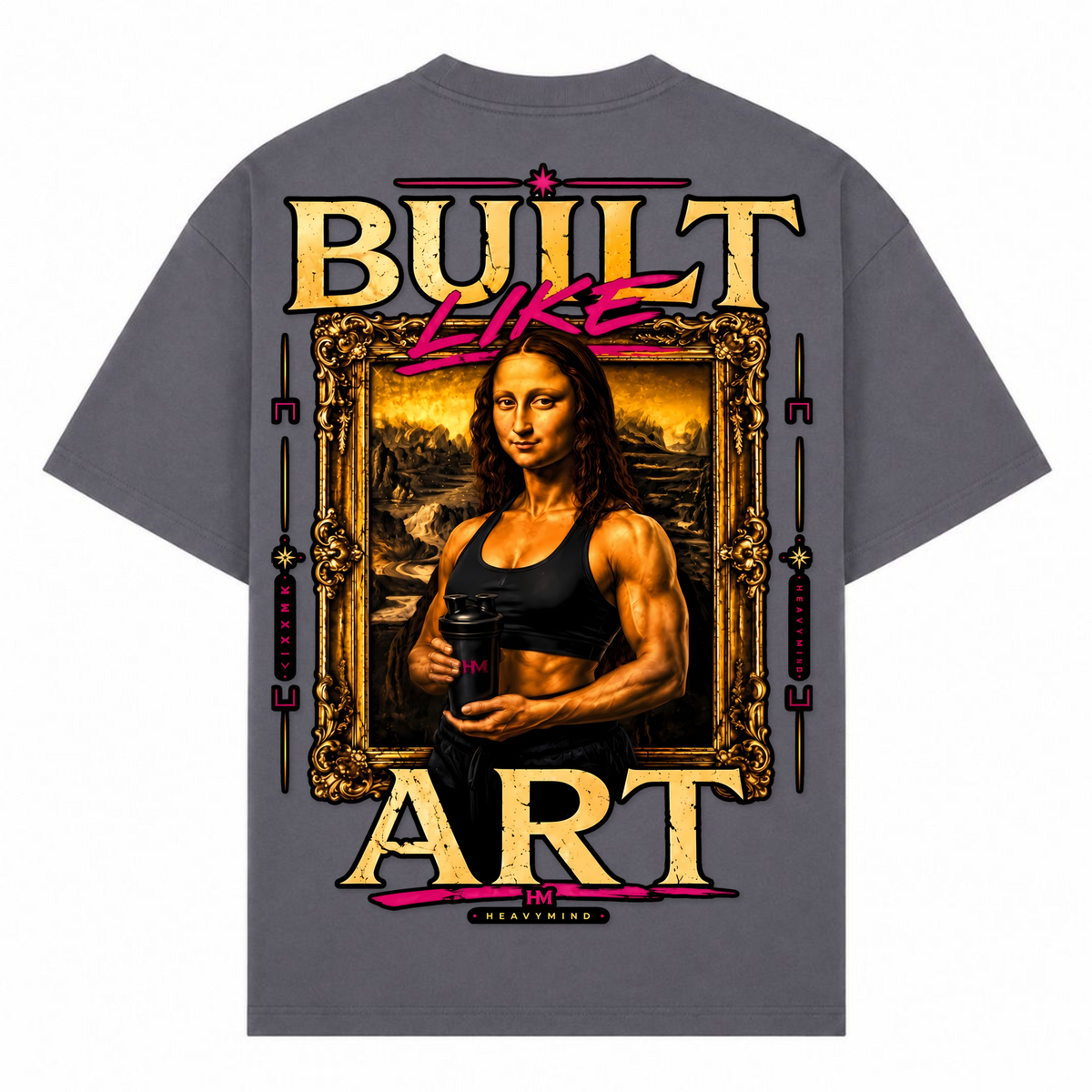 Built Like Art – Oversized Tee in Dark Grey, Rückansicht | Heavy Mind