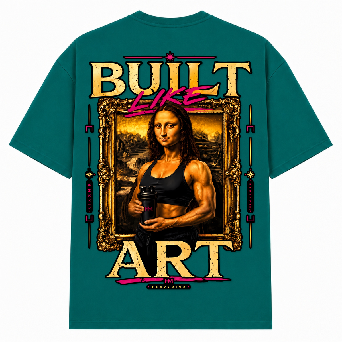 Built Like Art – Oversized Tee in Green, Rückansicht | Heavy Mind
