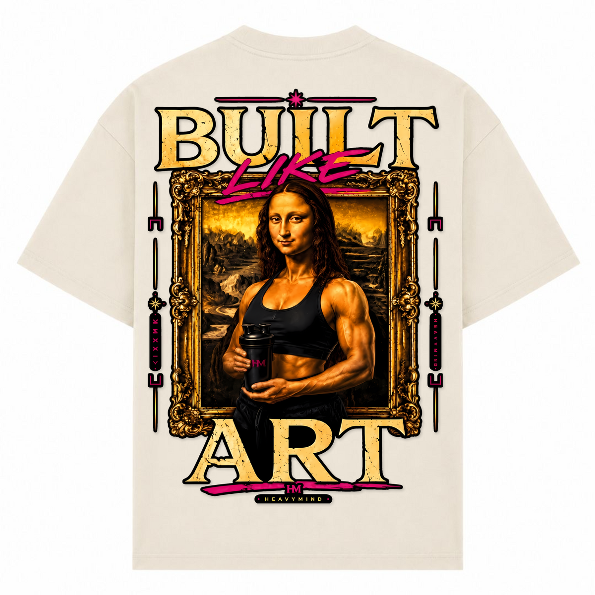 Built Like Art – Oversized Tee in Sand, Rückansicht | Heavy Mind