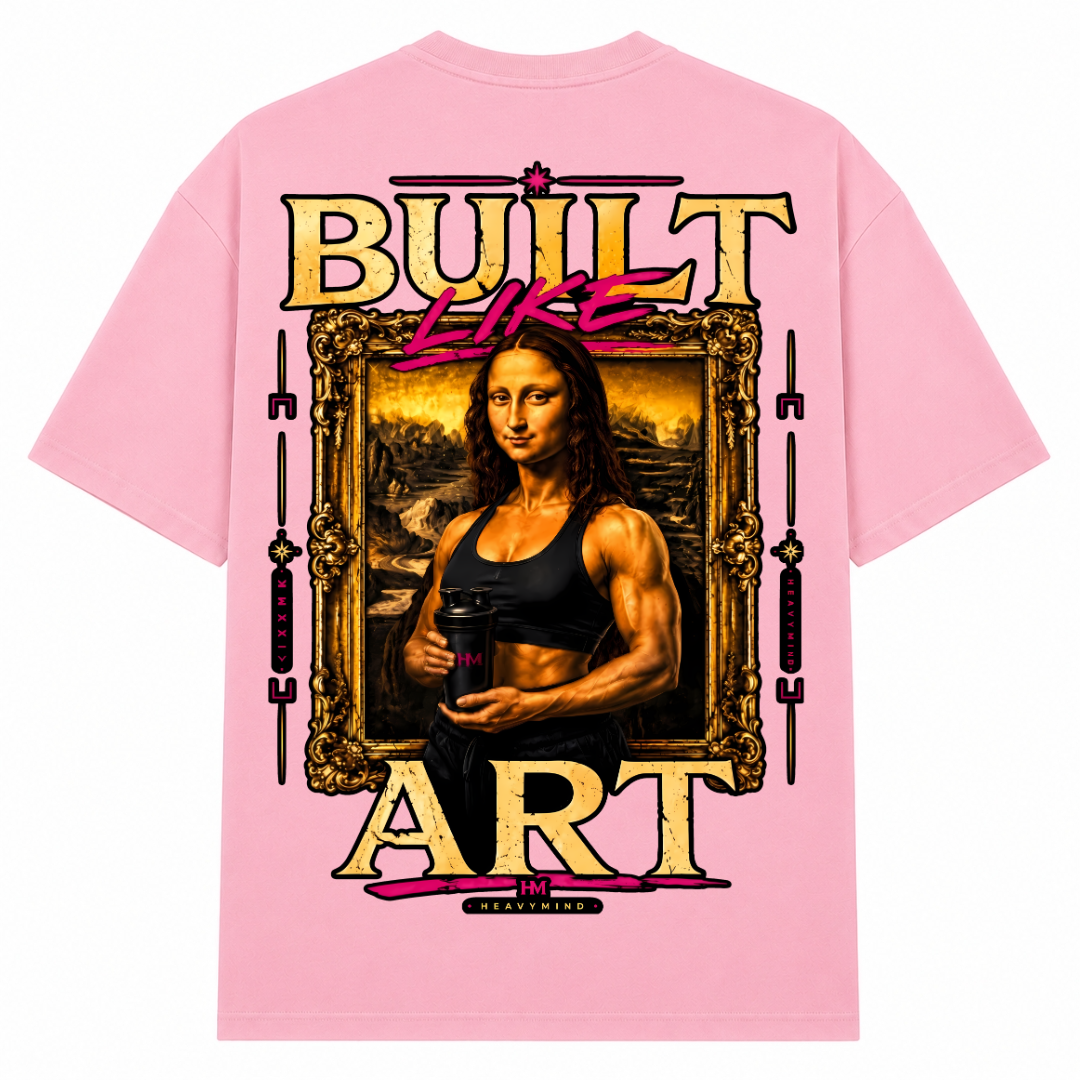 Built Like Art – Oversized Tee in Soft Pink, Rückansicht | Heavy Mind