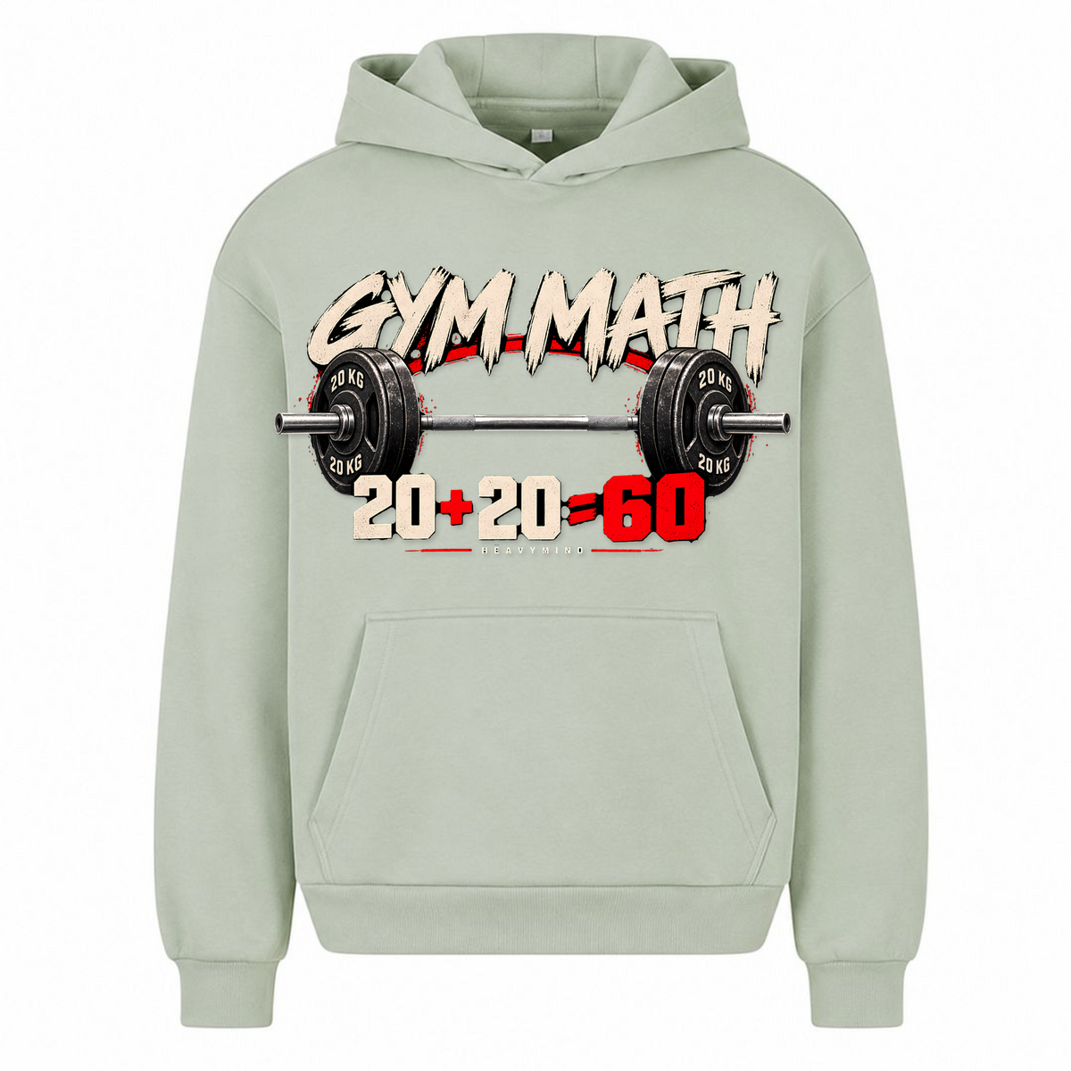 Gym Math – Heavy Oversized Hoodie in Light Asphalt, Vorderansicht | Heavy Mind