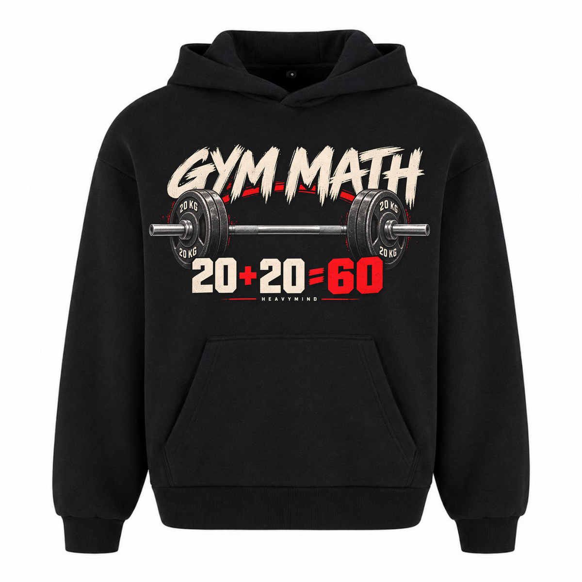 Gym Math – Heavy Oversized Hoodie in Schwarz, Vorderansicht | Heavy Mind