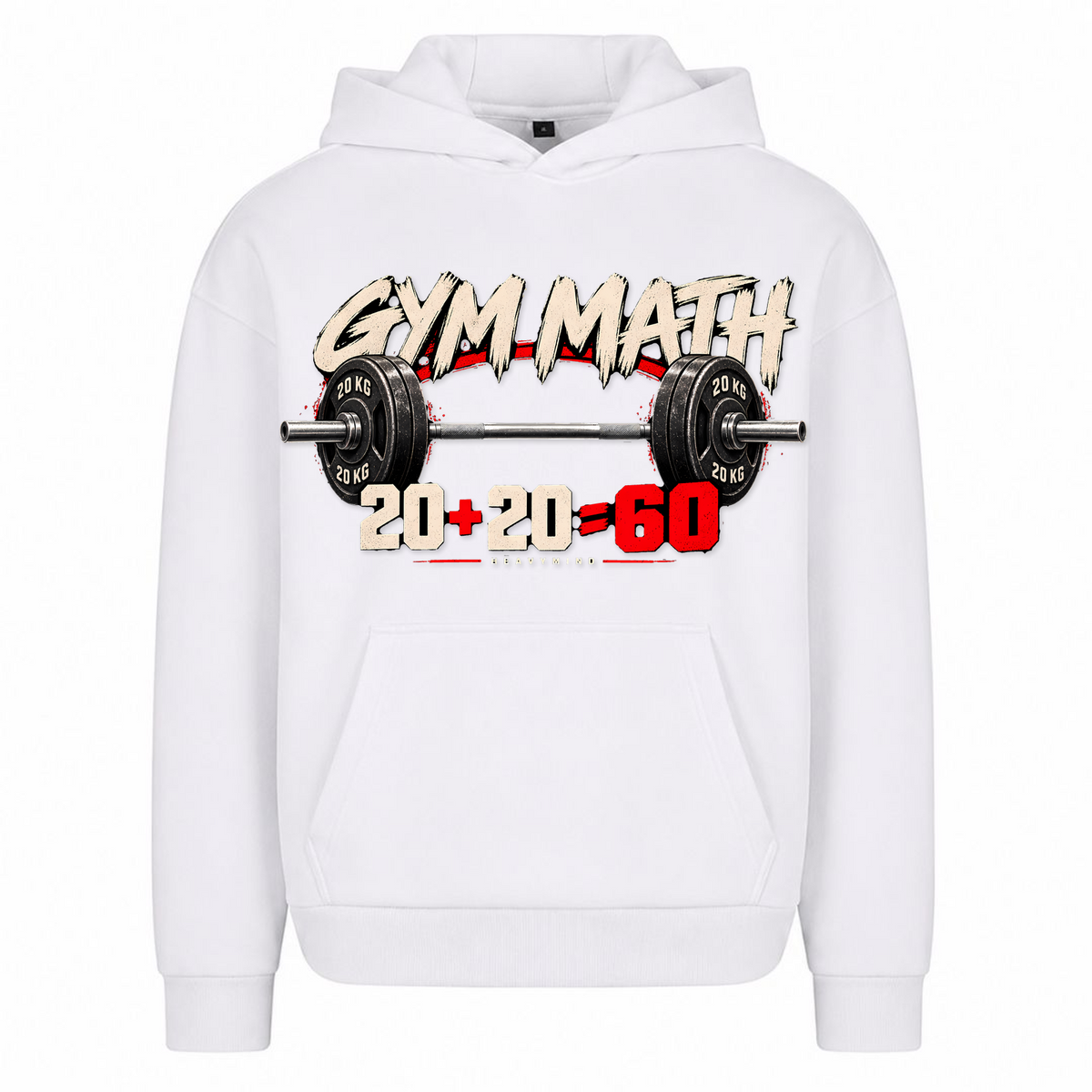 Gym Math – Heavy Oversized Hoodie in Weiß, Vorderansicht | Heavy Mind