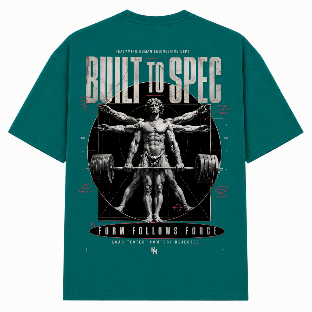 Built to Spec – Form Follows Force – Oversized Tee in Green, Rückansicht | Heavy Mind