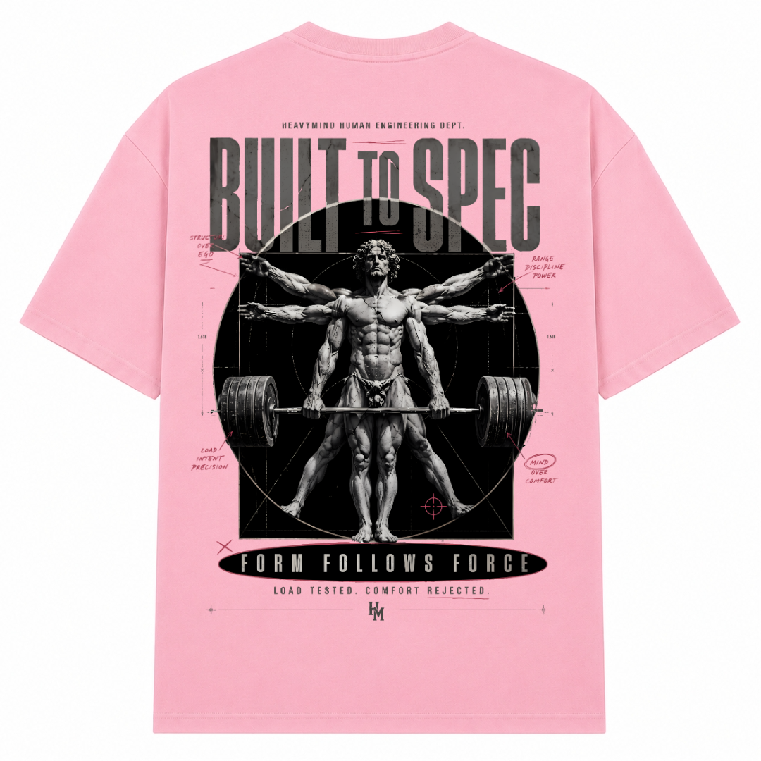 Built to Spec – Form Follows Force – Oversized Tee in Soft Pink, Rückansicht | Heavy Mind