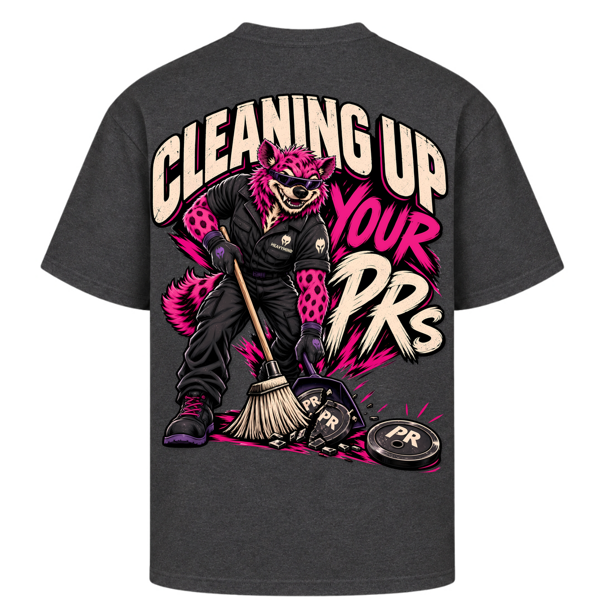Cleaning Up Your PRs – Oversized Tee in Charcoal (Heather), Rückansicht | Heavy Mind