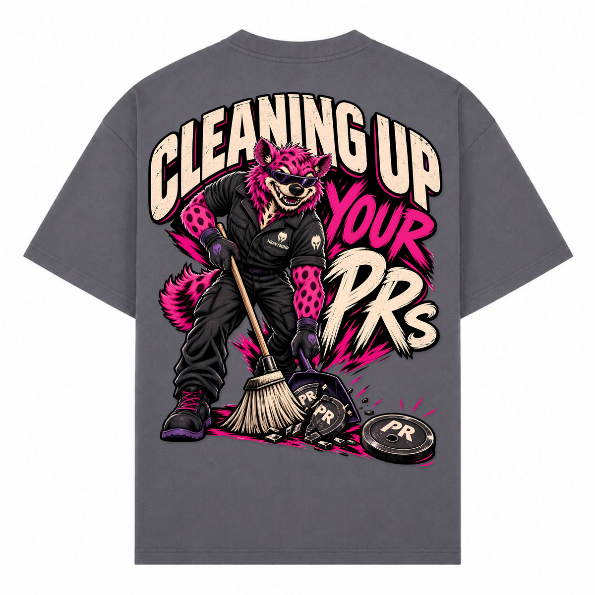 Cleaning Up Your PRs – Oversized Tee in Dark Grey, Rückansicht | Heavy Mind