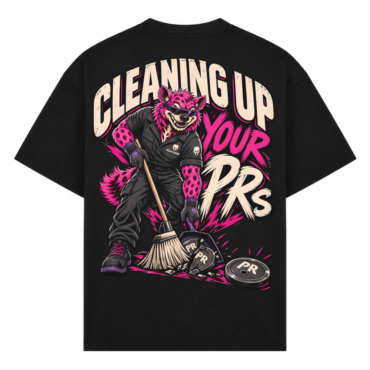 Cleaning Up Your PRs – Oversized Tee in Schwarz, Rückansicht | Heavy Mind