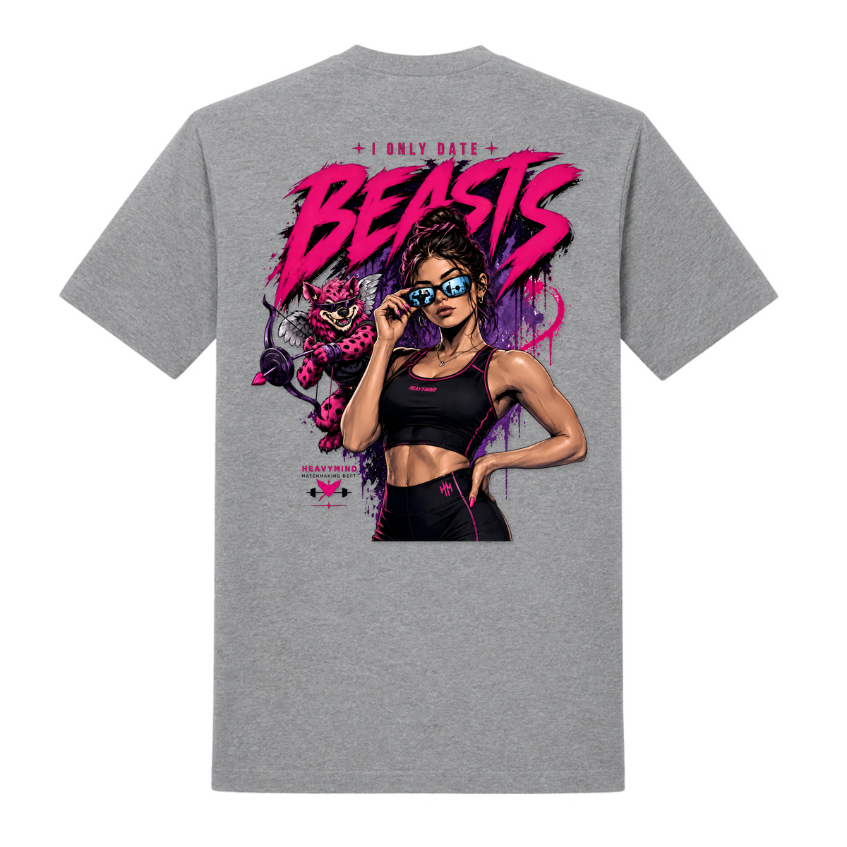 I Only Date Beasts – Heavy Shirt in Grey Melange, Rückansicht | Heavy Mind
