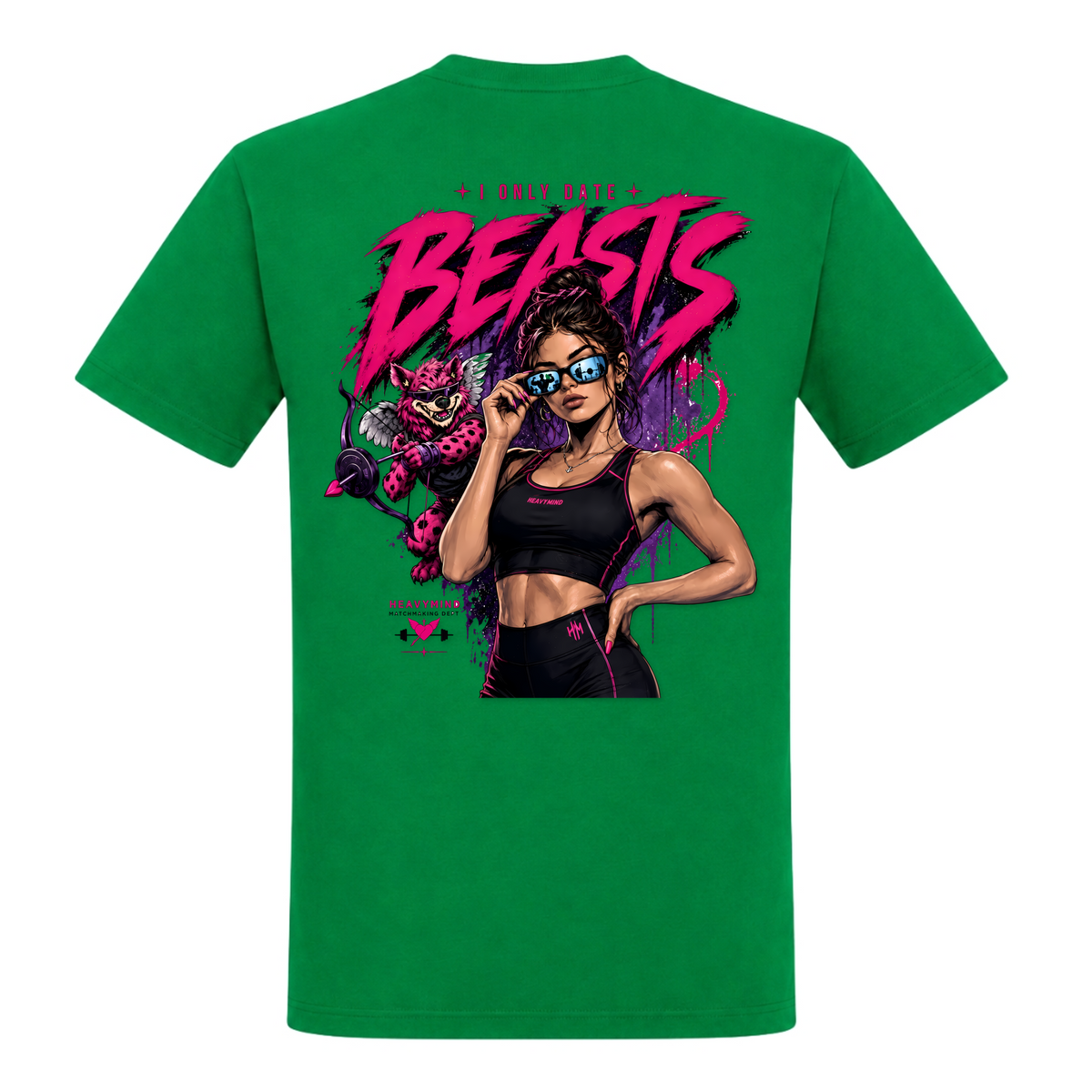 I Only Date Beasts – Heavy Shirt in Kelly Green, Rückansicht | Heavy Mind
