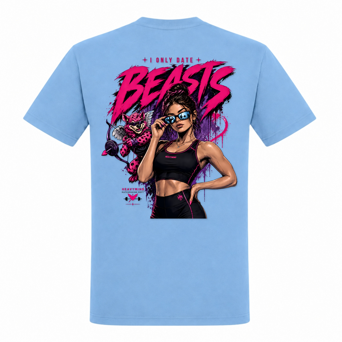 I Only Date Beasts – Heavy Shirt in Sky Blue, Rückansicht | Heavy Mind