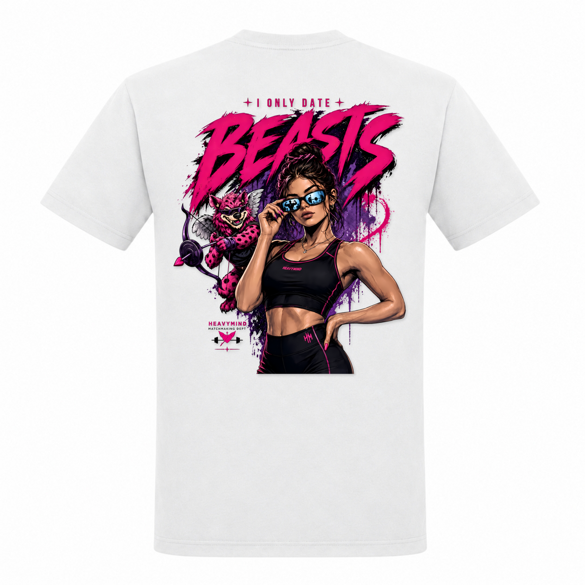 I Only Date Beasts – Heavy Shirt in Weiß, Rückansicht | Heavy Mind