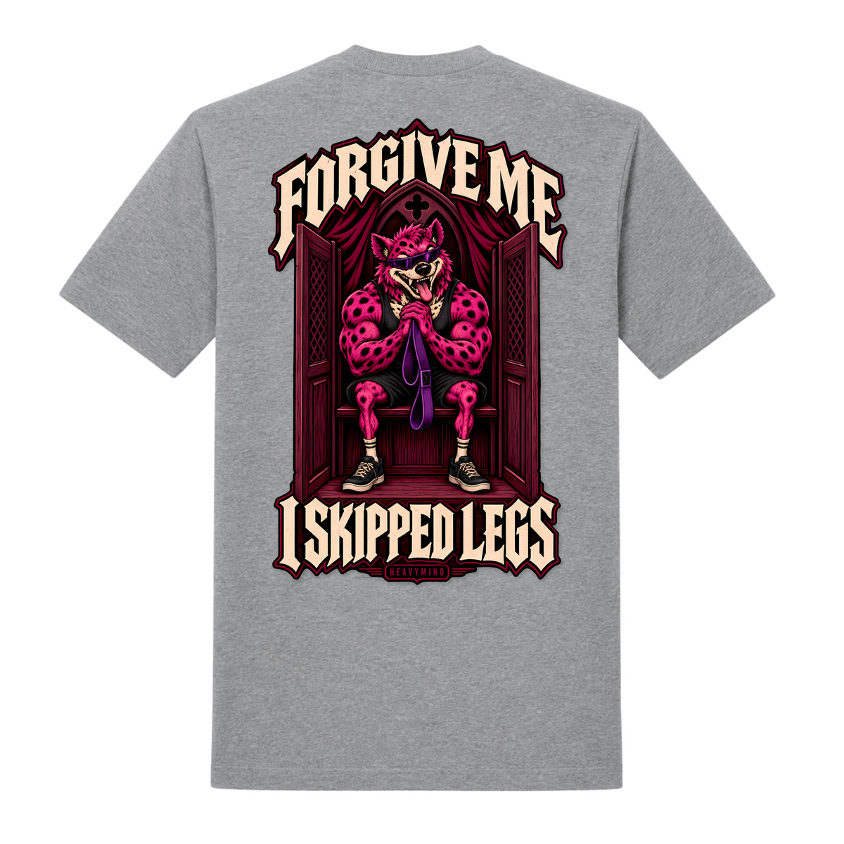 Forgive Me, I Skipped Legs – Heavy Shirt in Grey Melange, Rückansicht | Heavy Mind