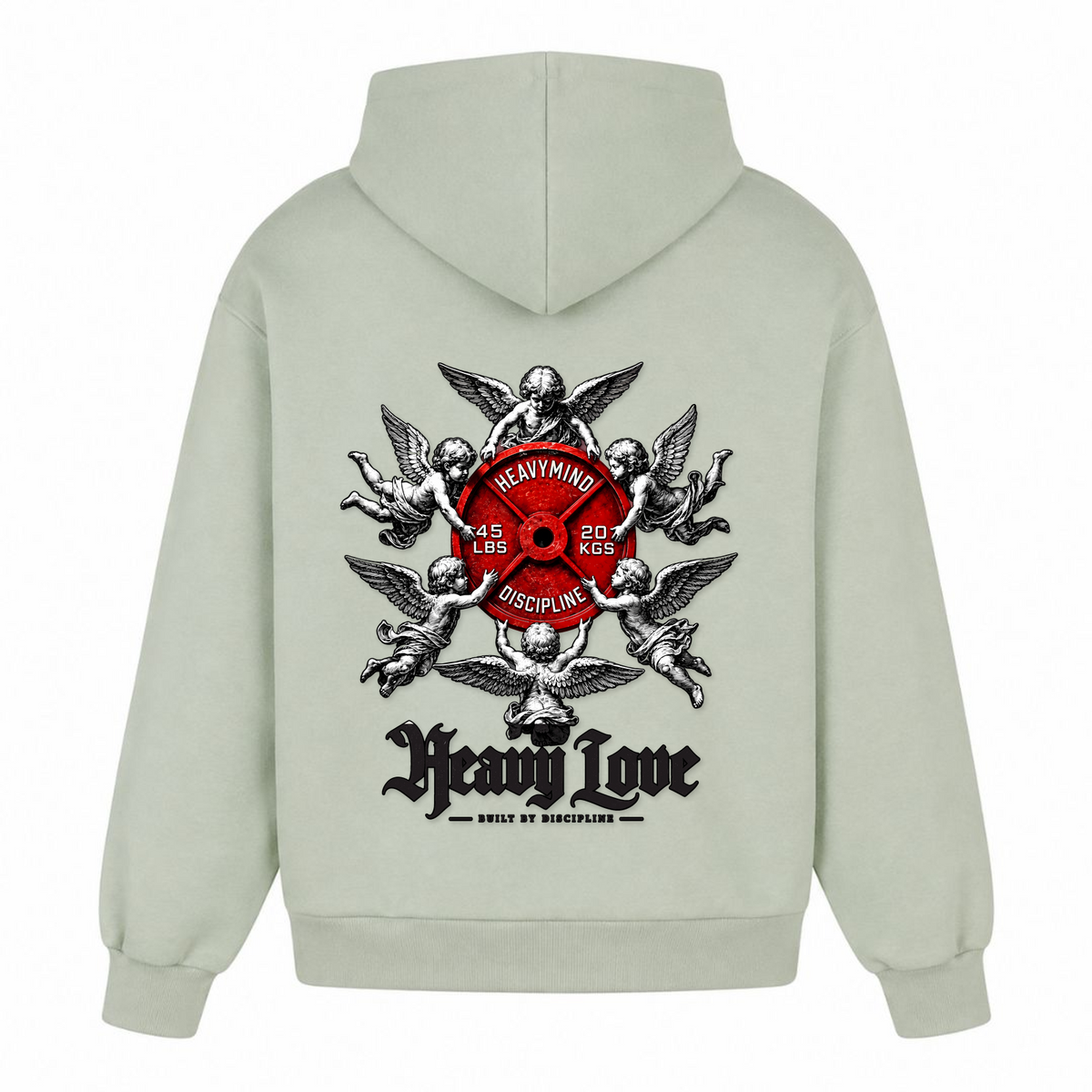 Heavy Love – Heavy Oversized Hoodie in Light Asphalt, Rückansicht | Heavy Mind