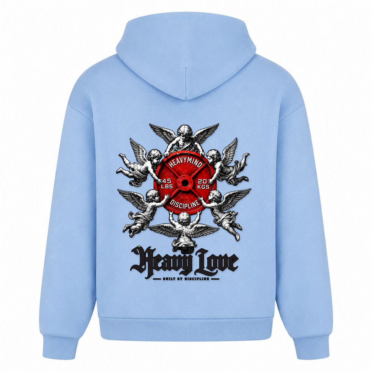 Heavy Love – Heavy Oversized Hoodie in Powder Blue, Rückansicht | Heavy Mind