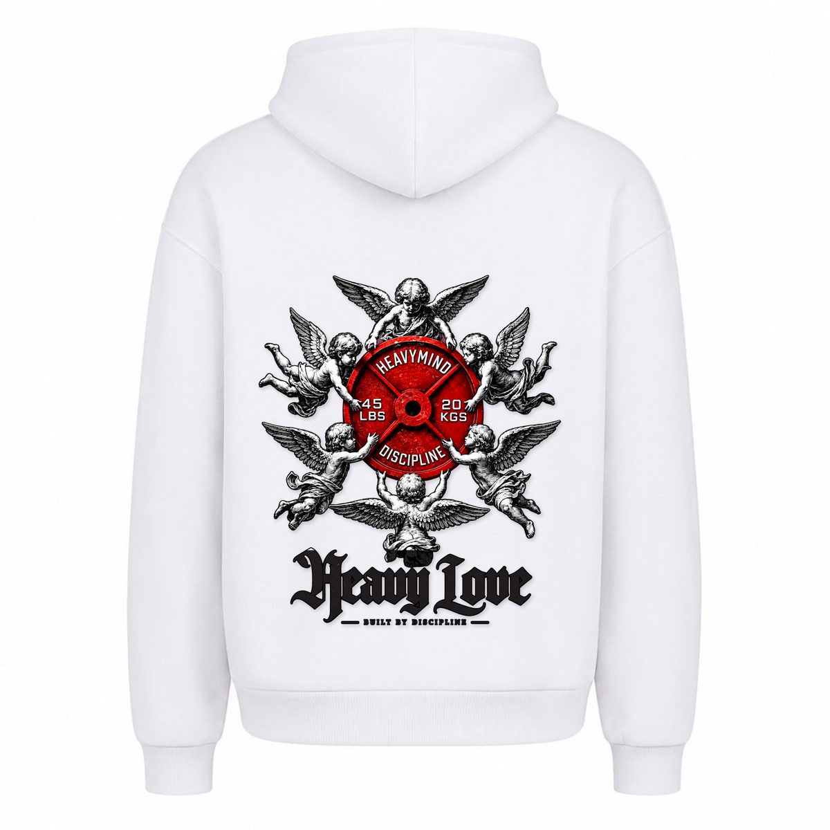 Heavy Love – Heavy Oversized Hoodie in Weiß, Rückansicht | Heavy Mind