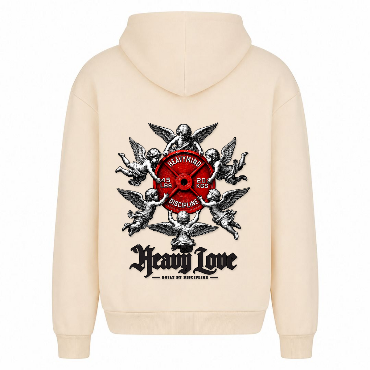 Heavy Love – Heavy Oversized Hoodie in White Sand, Rückansicht | Heavy Mind