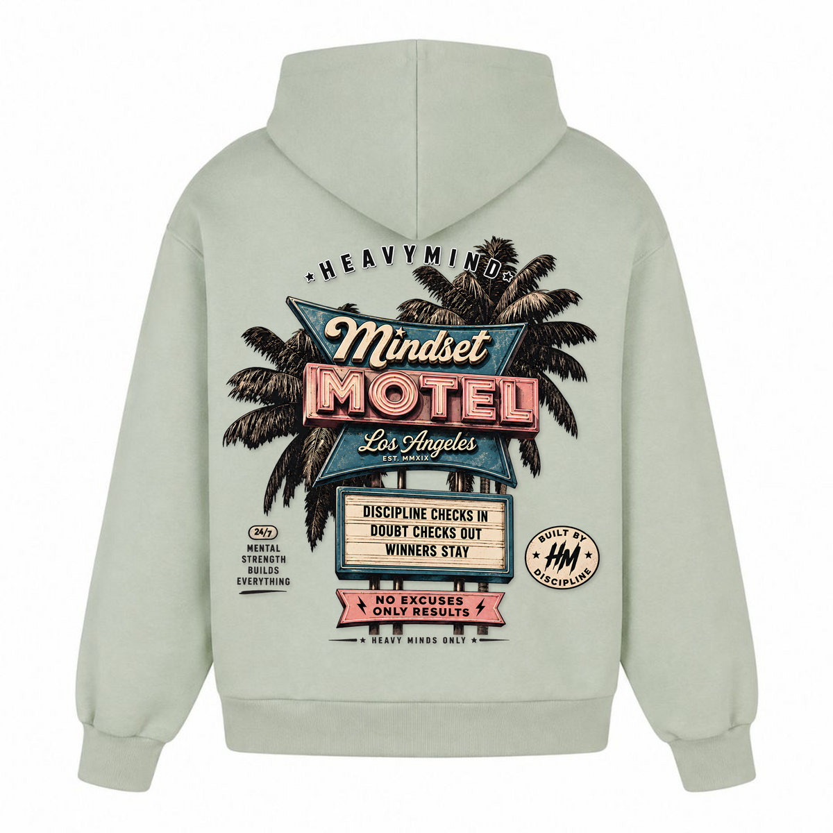 Mindset Motel – Heavy Oversized Hoodie in Light Asphalt, Rückansicht | Heavy Mind