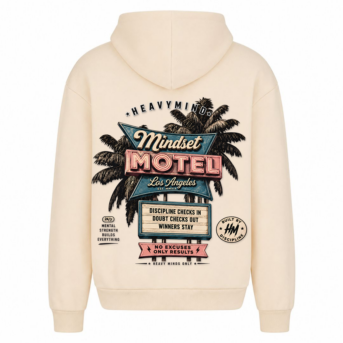 Mindset Motel – Heavy Oversized Hoodie in White Sand, Rückansicht | Heavy Mind