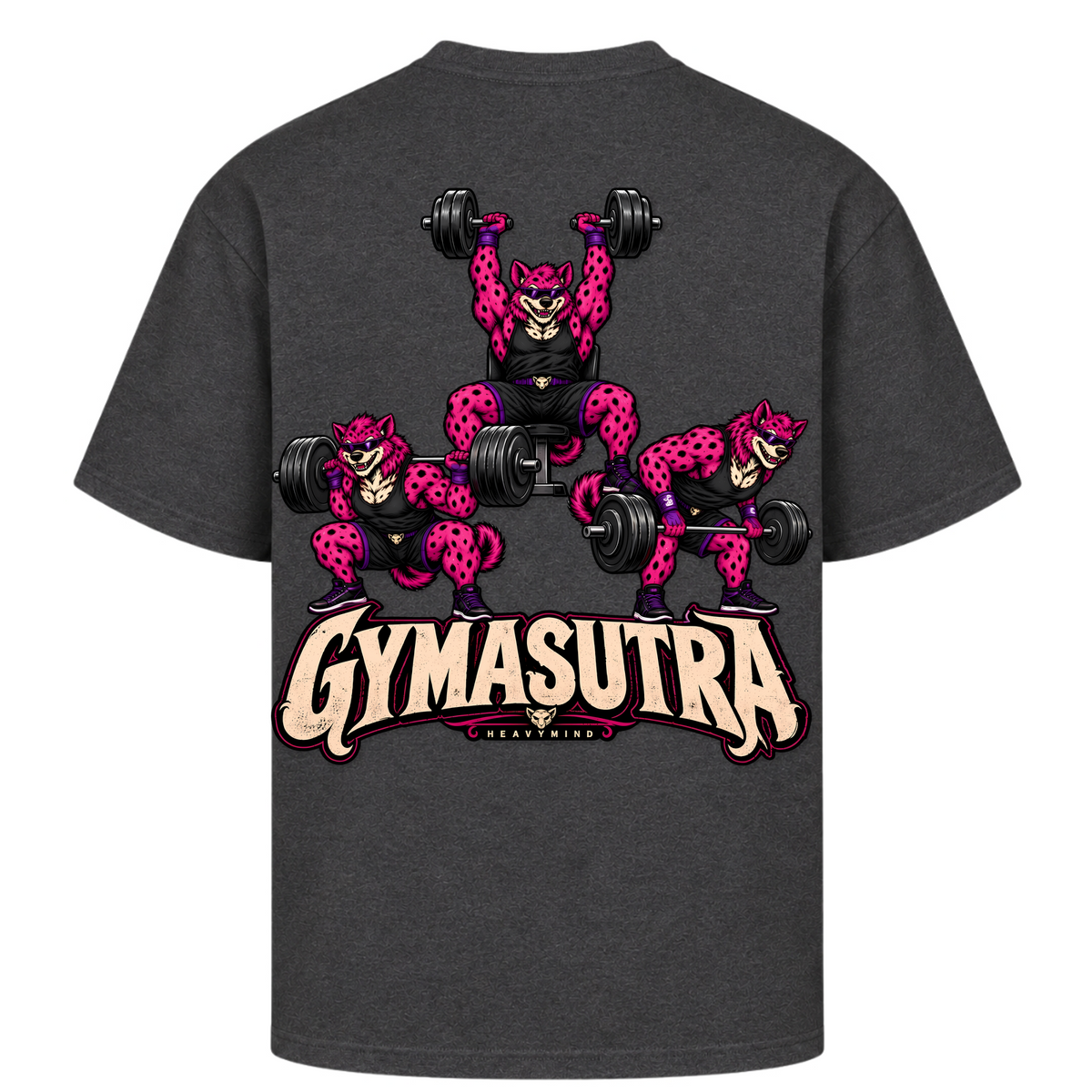 Gymasutra – Oversized Tee in Charcoal (Heather), Rückansicht | Heavy Mind