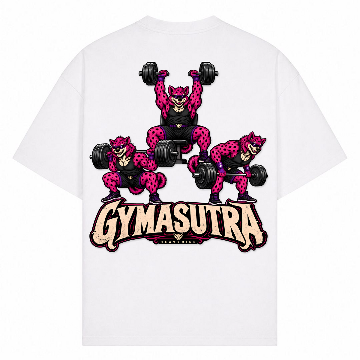 Gymasutra – Oversized Tee in Weiß, Rückansicht | Heavy Mind