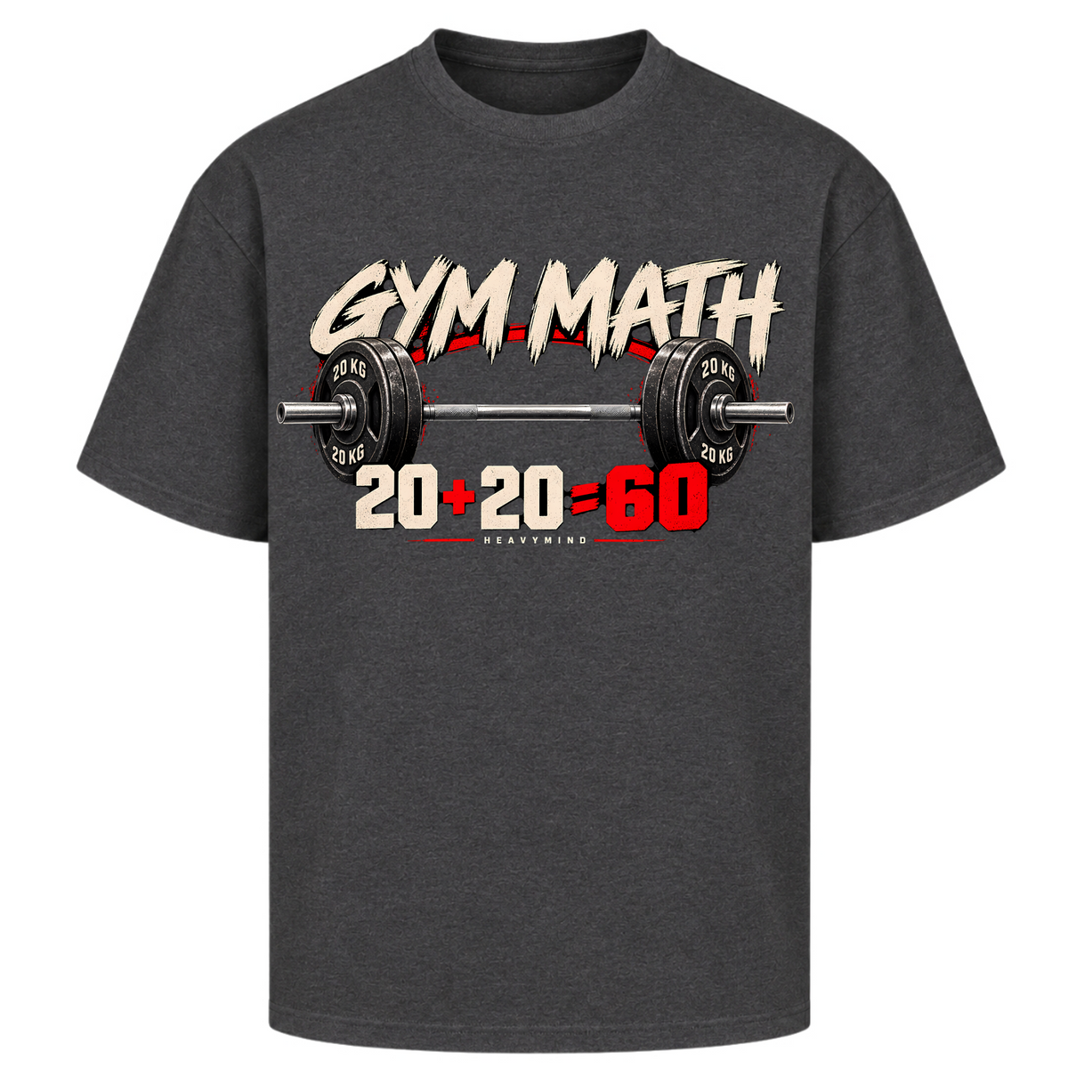 Gym Math – Oversized Tee in Charcoal (Heather), Vorderansicht | Heavy Mind