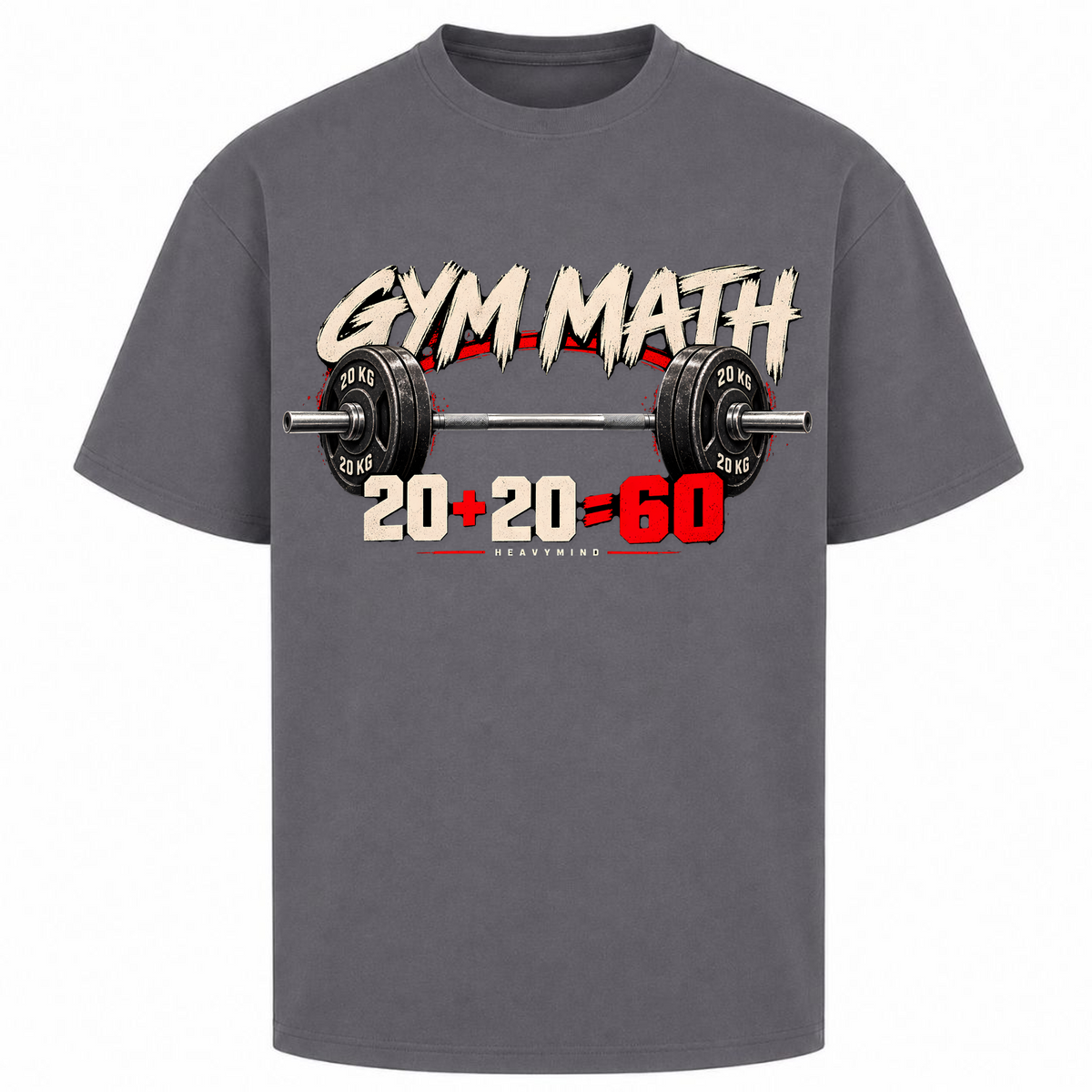 Gym Math – Oversized Tee in Dark Grey, Vorderansicht | Heavy Mind